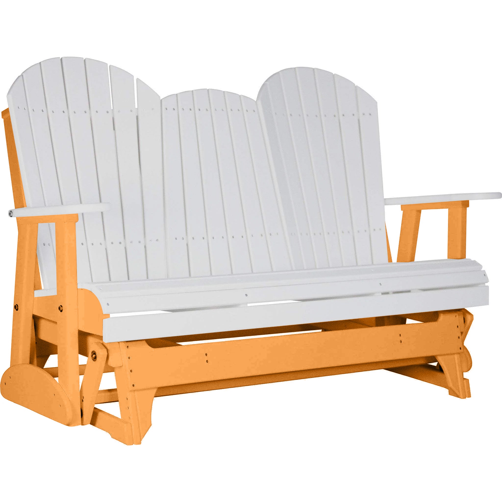 LuxCraft White 5 ft. Recycled Plastic Adirondack Outdoor Glider Chair - Eco-Friendly Patio Furniture for Porch, Garden & Backyard Relaxation