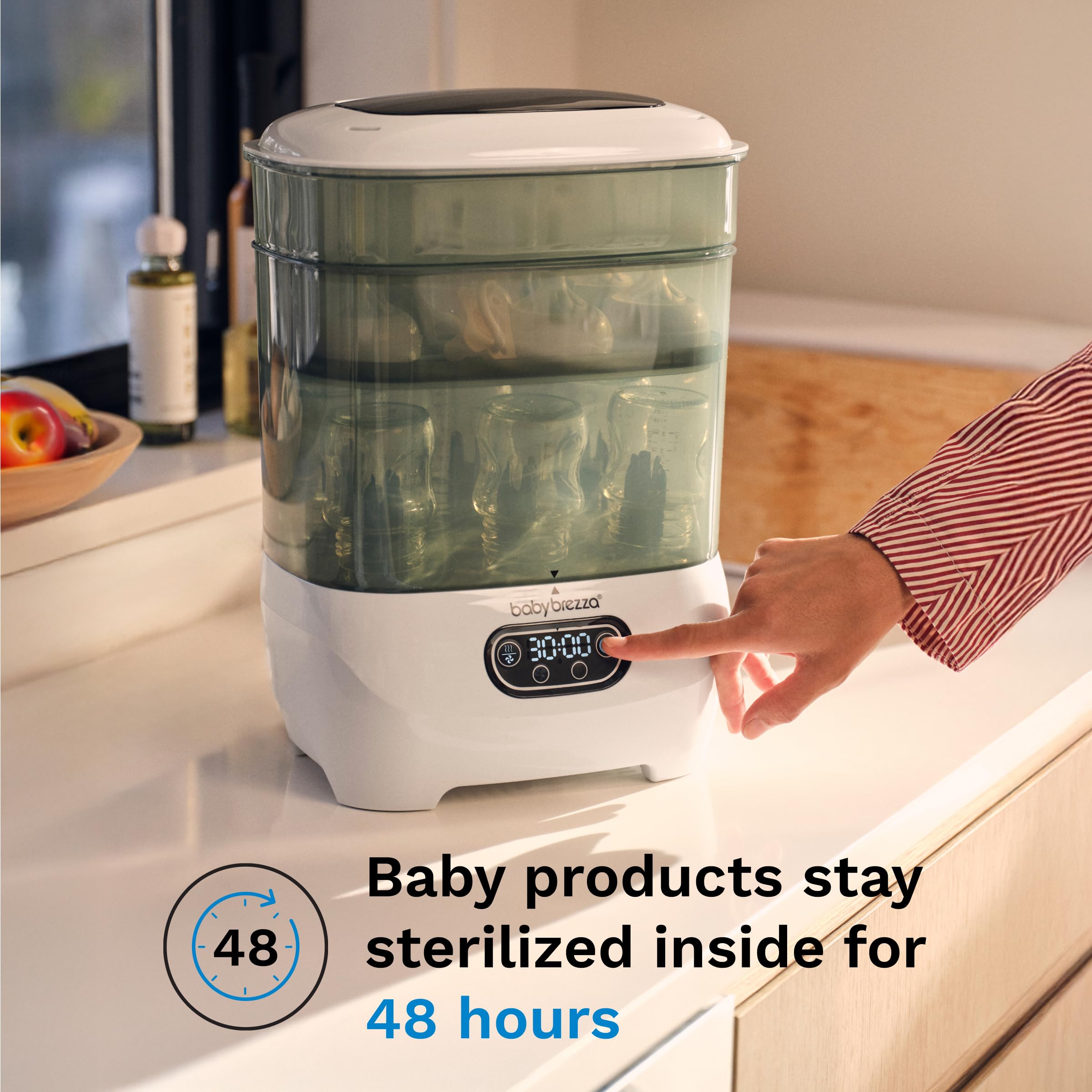Baby Brezza Advanced Electric Bottle Sterilizer and Dryer - Universal Steam Sterilization for All Bottles, Pacifiers & Breast Pump Parts (Plastic/Glass) with HEPA Filtration | Perfect for Nursery, Travel & Daily Baby Care