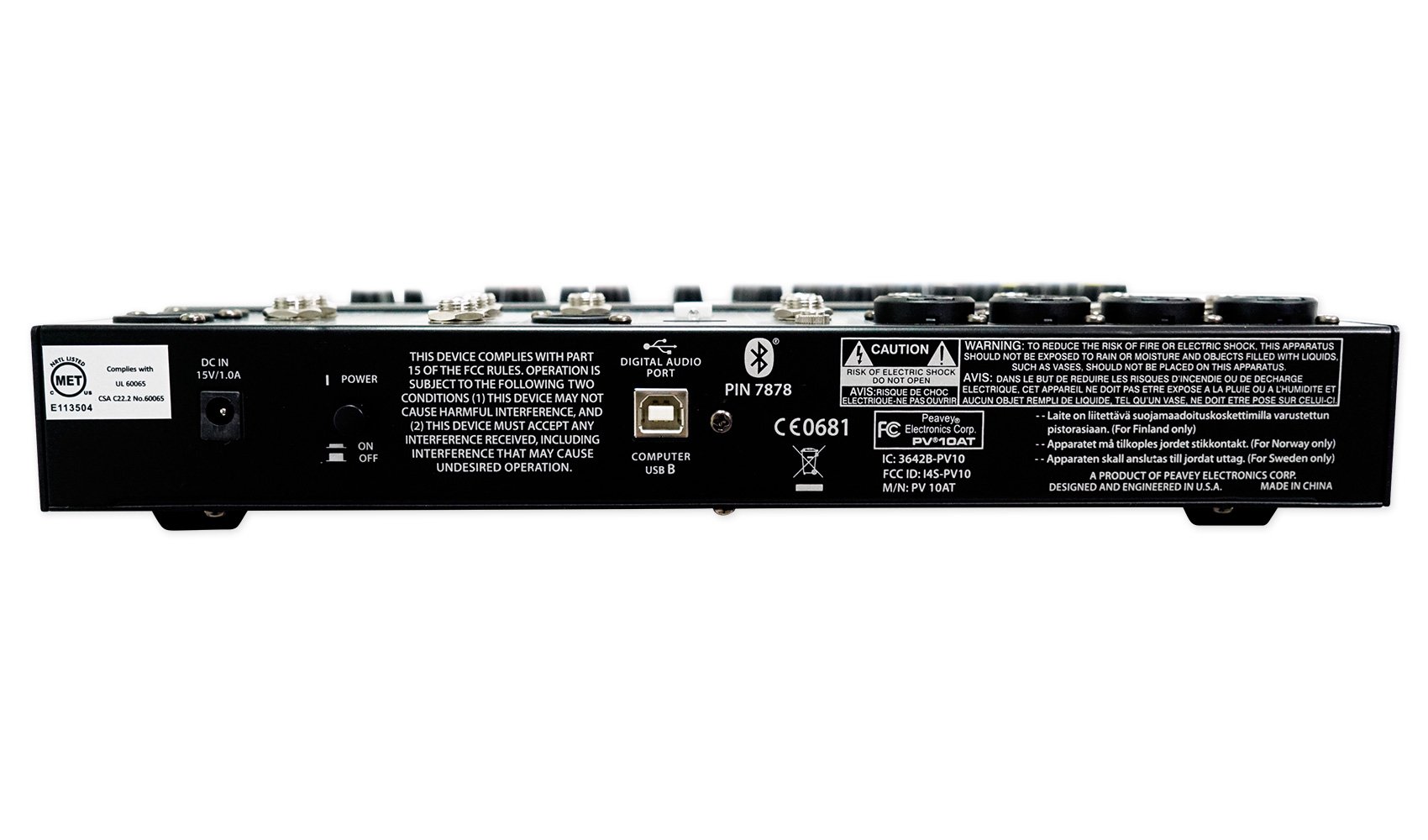 Peavey PV 10AT 10-Channel Audio Mixer with 4 Mic Inputs, Bluetooth/USB Connectivity, Built-in Compressor & Auto-Tune Effects - Complete Bundle with 4 Peavey PV 20' XLR Cables - Perfect for Live Performances, Studio Recording & Podcasting