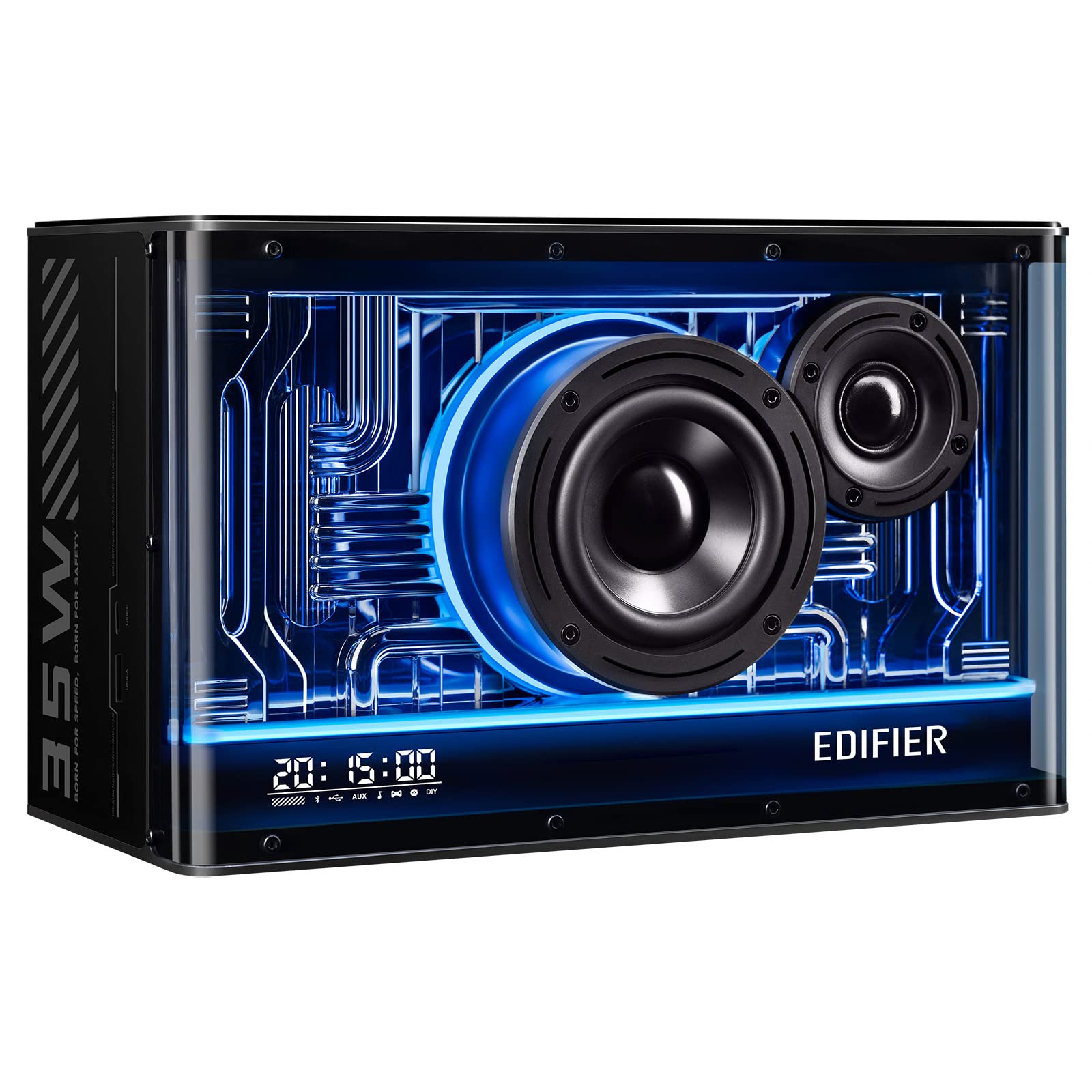 Edifier QD35 Bluetooth Speaker - Hi-Res Audio Wireless Computer Speaker with 35W GaN Fast Charging & RGB Lights, Black | Perfect for Home, Office, Gaming & Music Listening