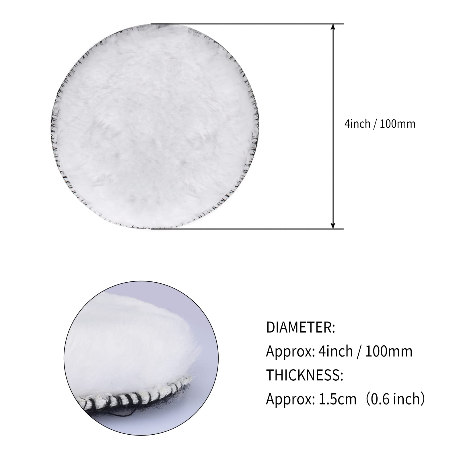 BAYTORY 8-Piece Wool Polishing Buffing Pad Set - 4 Inch Synthetic Polisher Wheel with M10 Thread Backing Plate & Drill Adapter - Perfect for Car Detailing, Metal Polishing & DIY Auto Care Projects