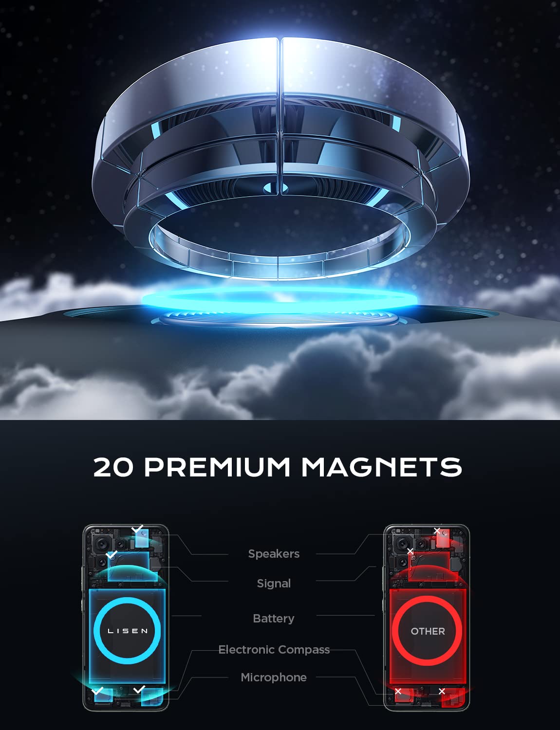 LISEN 15W MagSafe Car Mount Charger - Fast Magnetic Wireless Charger for iPhone 16 Pro Max/15/14 - Secure Vent Phone Holder with Charging Adapter - Perfect for Commuting, Road Trips & Hands-Free Driving