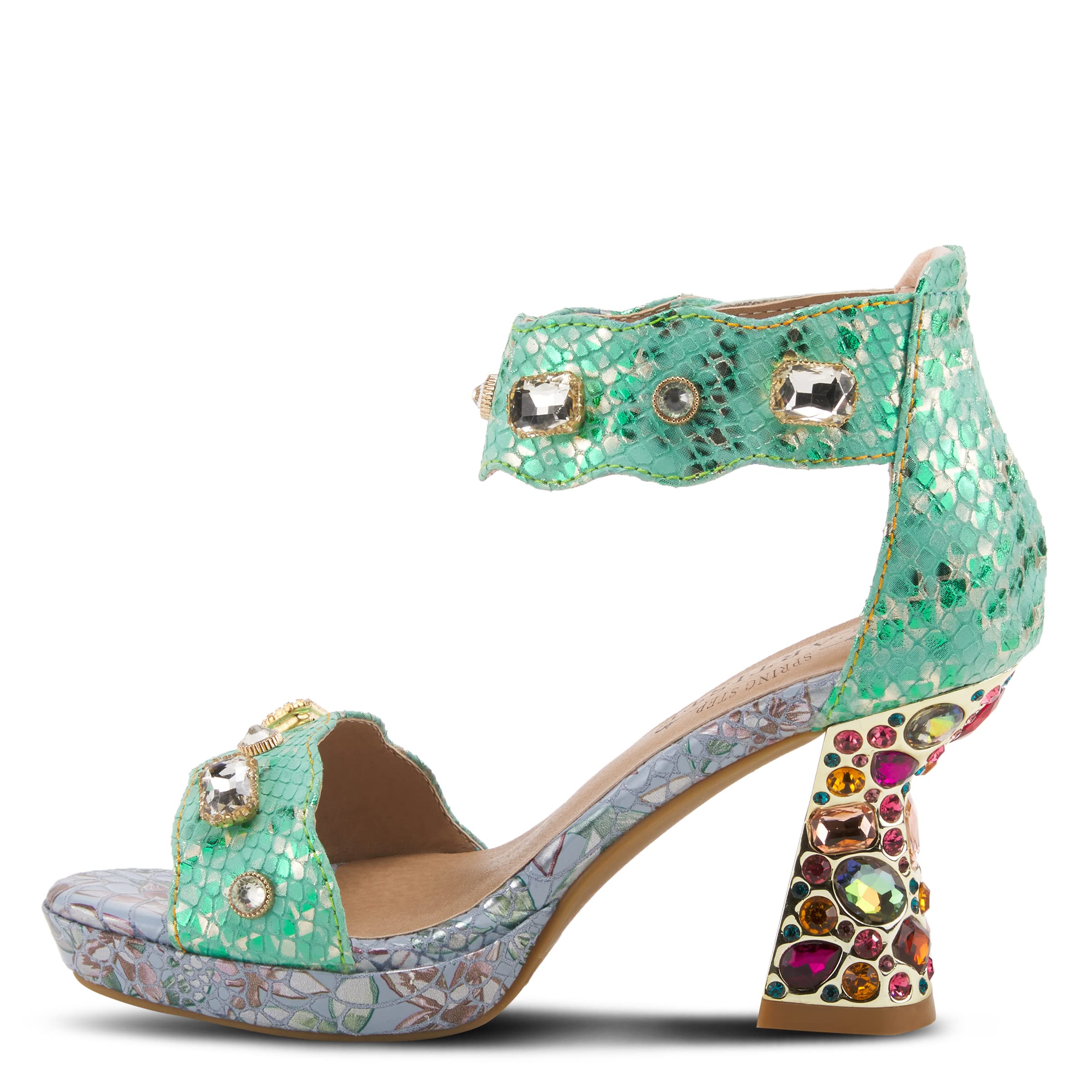 Spring Step L'Artiste Women's Jeweled Strap Sandals with Crystals - Elegant Dress Sandals for Weddings, Parties & Special Occasions
