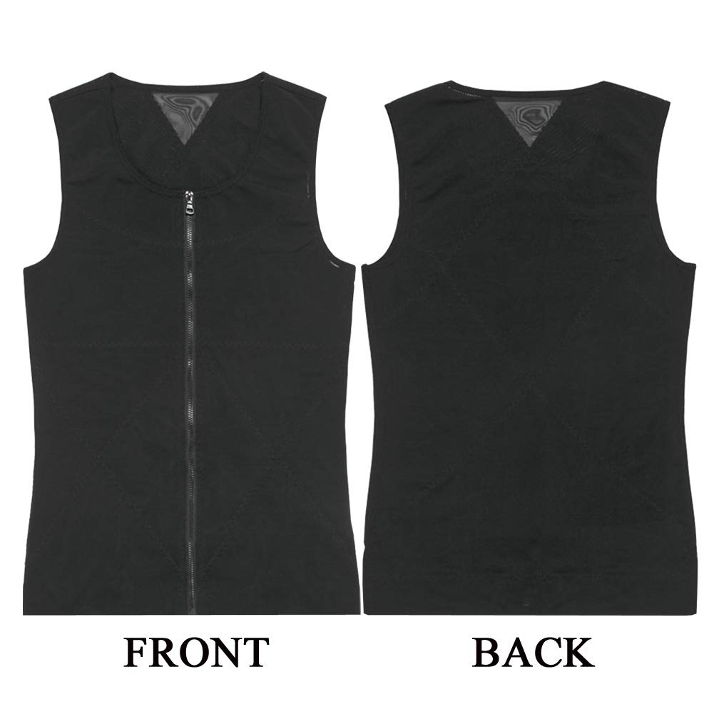 FEOYA Men's Slimming Body Shaper Tank Top with Zipper - Tummy Control Compression Vest Undershirt for Workout & Everyday Wear