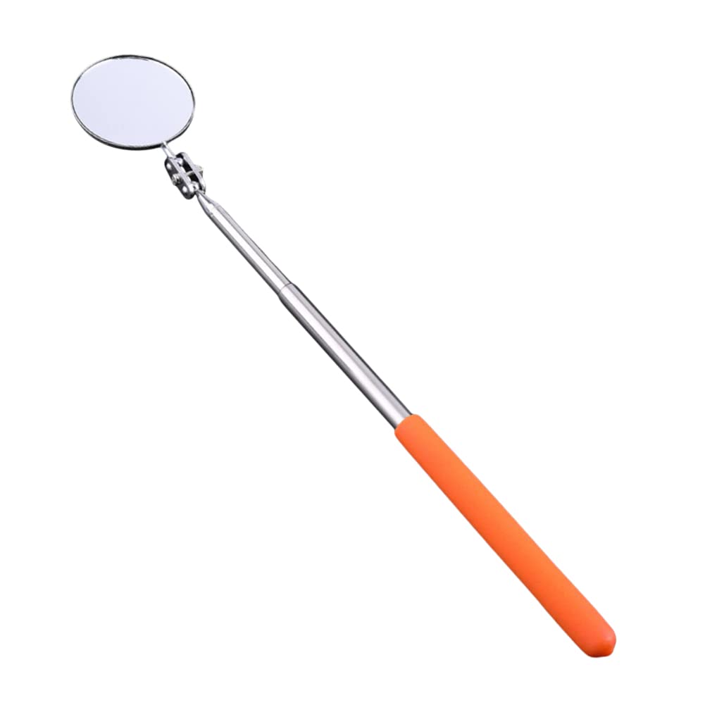 360° Rotating Telescopic Car Inspection Mirror with Long Handle - Automotive Underbody & Engine Bay Detector Tool - Perfect for Mechanics, DIY Auto Repair & Vehicle Maintenance (Orange)