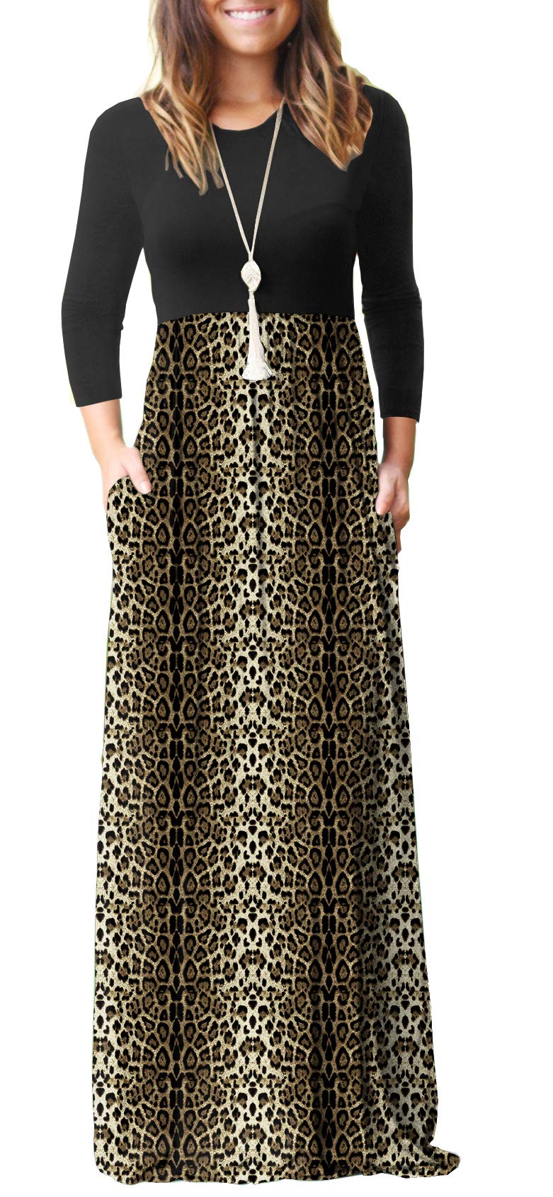 GRECERELLE Women's Long Sleeve Maxi Dress - Loose Fit Casual Plain Long Dresses with Pockets | Perfect for Everyday Wear, Beach Cover Up & Vacation Outfits