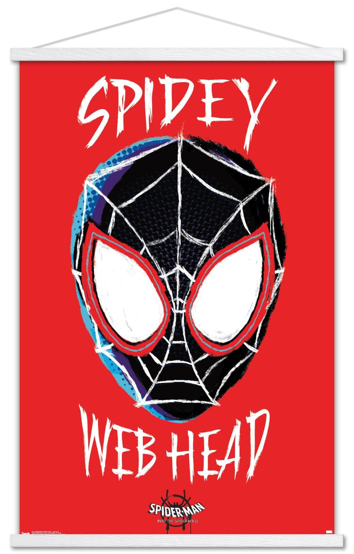 Premium Wooden Magnetic Frame Marvel Into The Spider-Verse Wall Poster - 22.375 x 34 Inches with White Hanger - Perfect for Home Decor, Office & Movie Room