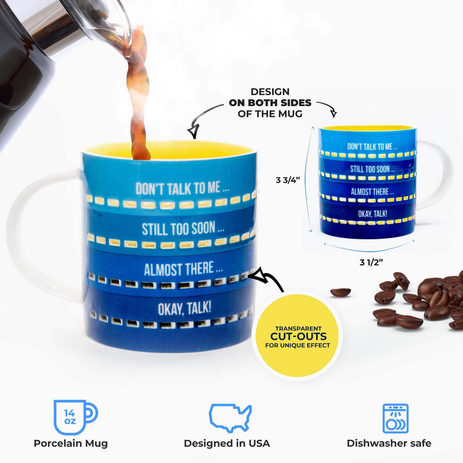 Premium Porcelain Coffee Mug with Timer - Elegant & Durable Ceramic Tea Cup for Home, Office, or Gifts - Perfect for Morning Coffee, Tea Breaks & Relaxation