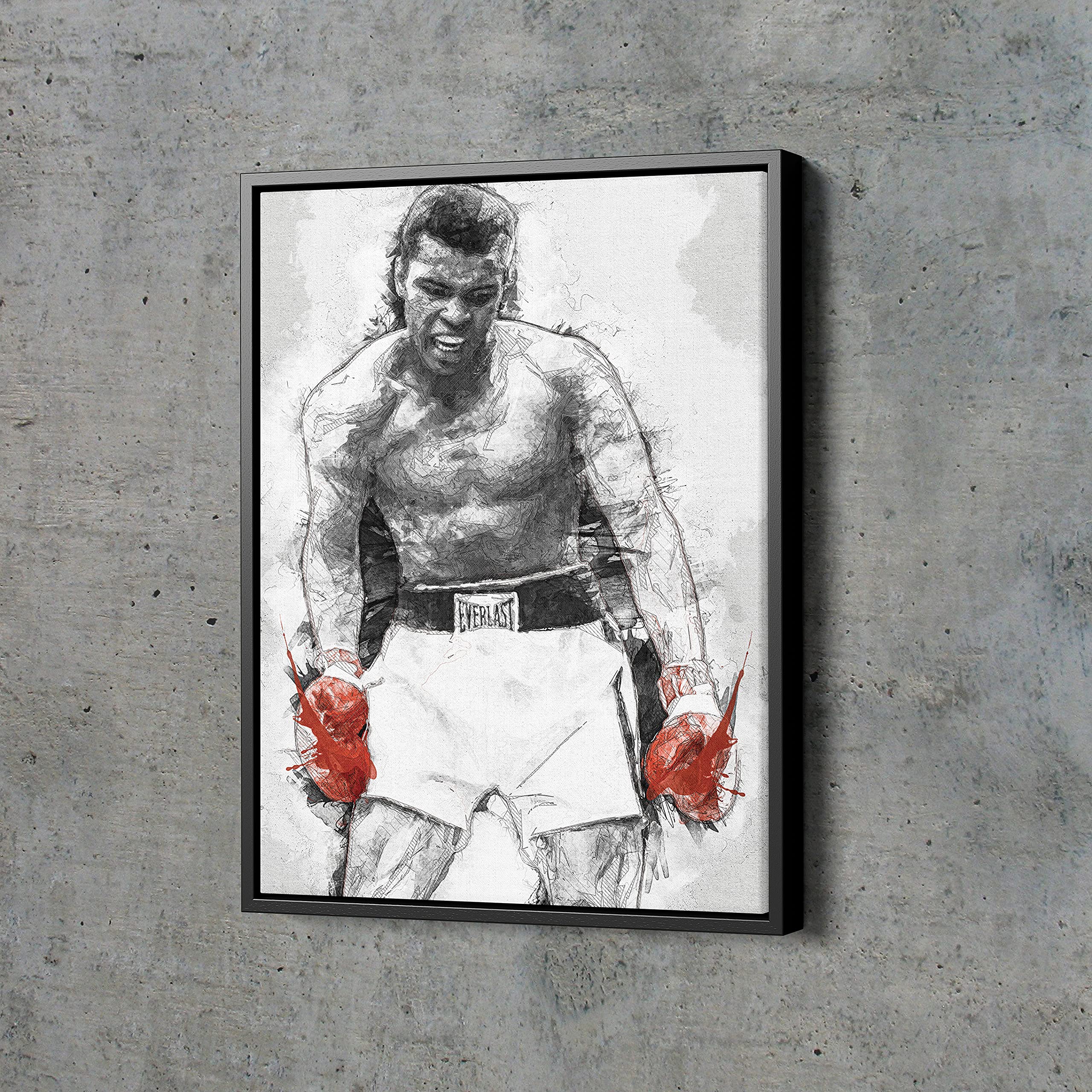 Muhammad Ali Boxing Art Poster - Handmade Canvas Framed Print (18