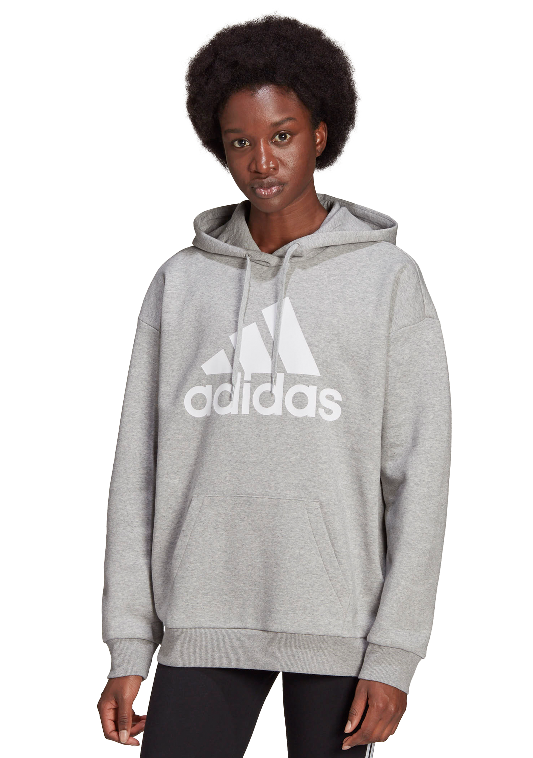 Adidas Women's Essential Boyfriend Logo Hoodie - Soft Fleece Pullover Sweatshirt with Front Pocket | Casual Loungewear, Gym Wear & Street Style Fashion