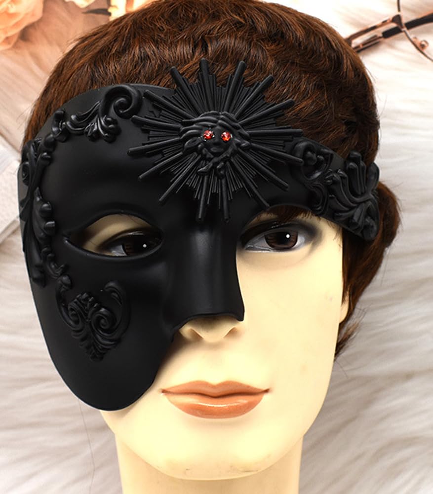 Steampunk Metal Cyborg Venetian Mask for Men - Gothic Phantom of The Opera Style Masquerade Mask - Perfect for Mardi Gras, Cosplay & Halloween Parties