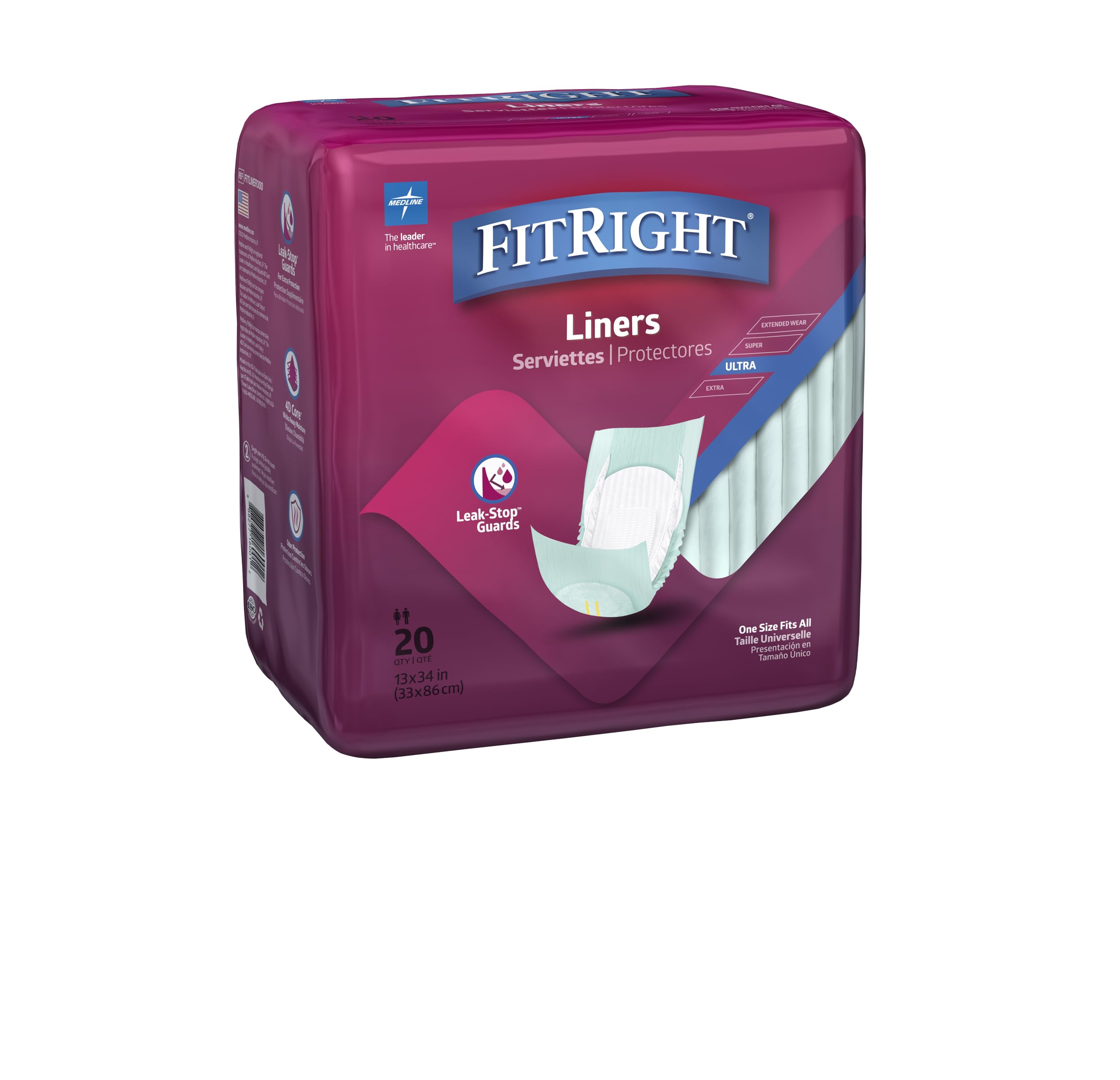 FitRight Maximum Absorbency Incontinence Liners for Adults - 20 Count Pack | Premium Bladder Leak Protection for Women & Men | Ideal for Daily Use, Travel & Active Lifestyles