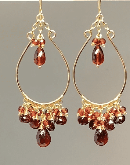 Red Garnet Chandelier Earrings - 14K Gold Filled Dangle Earrings for Women | Perfect for Weddings, Parties & Evening Events