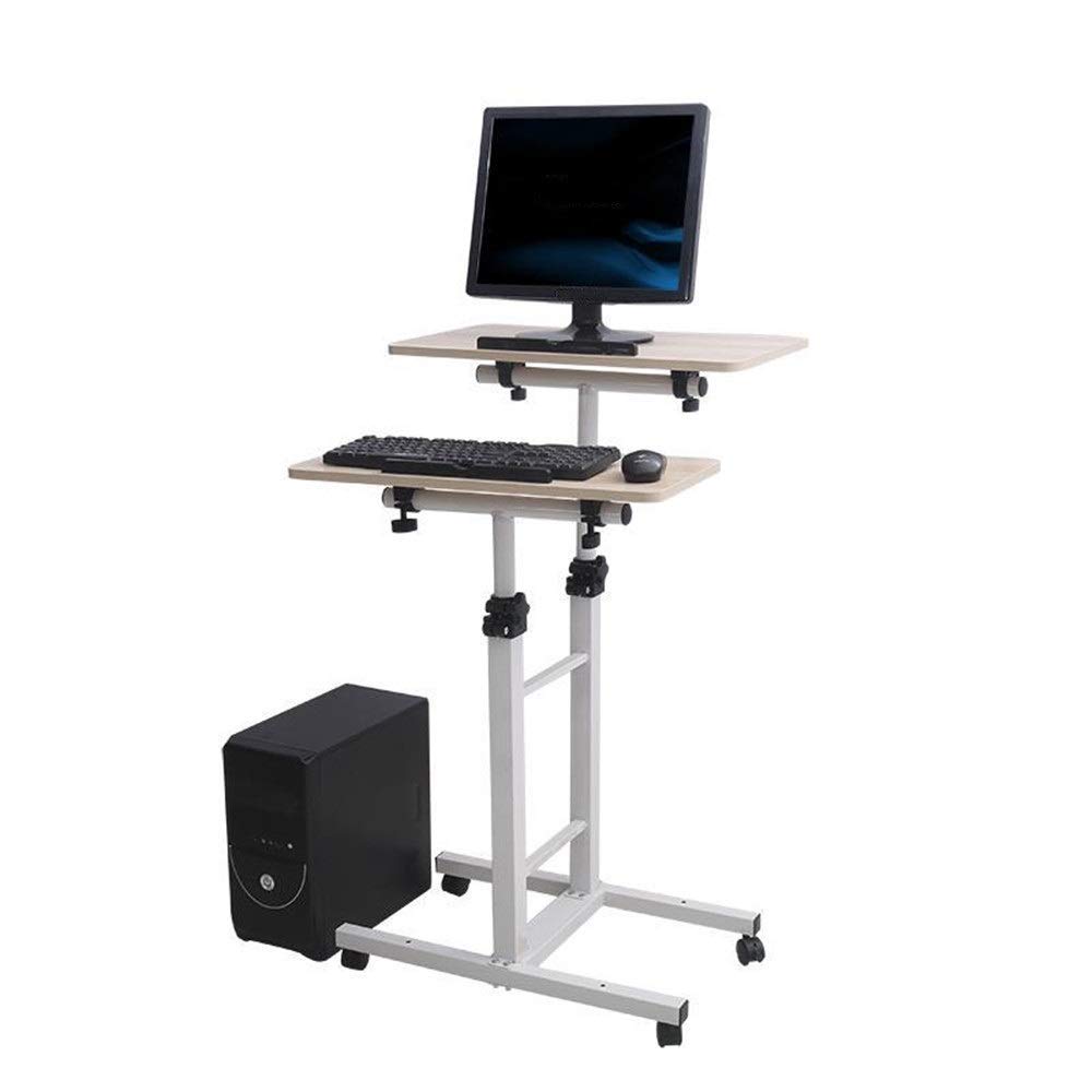 Adjustable Height Laptop Desk - Ergonomic Standing Computer Desk with Wheels for Home Office, Gaming, and Bedside Use (Beige, Size as Shown) | Perfect for Remote Work, Study & Small Spaces