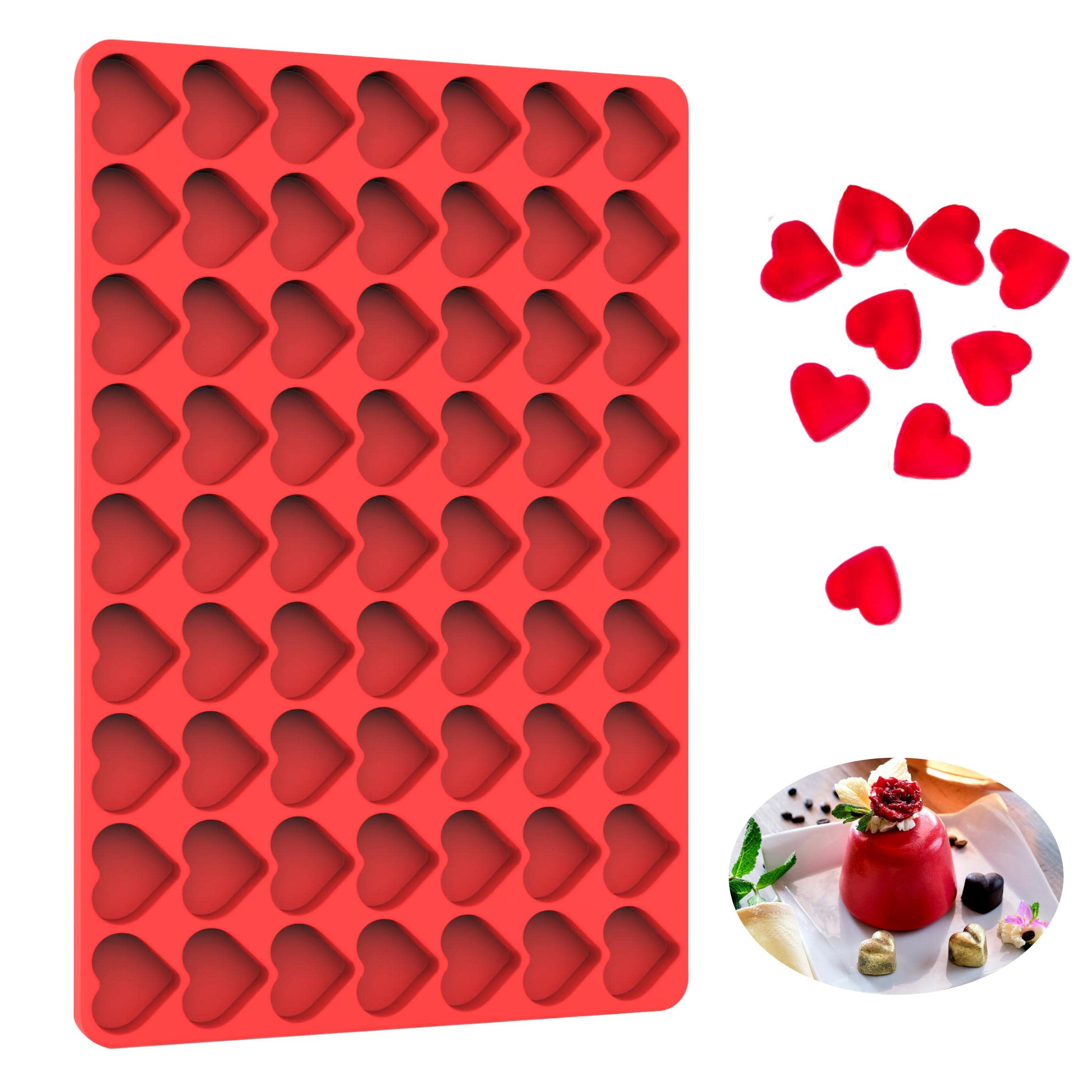 Heart-Shaped Silicone Molds for DIY Gummy Candy, Chocolate & Homemade Treats - 1PC Baking Mold with Scraper - Perfect for Valentine's Day, Birthday Parties & Holiday Desserts