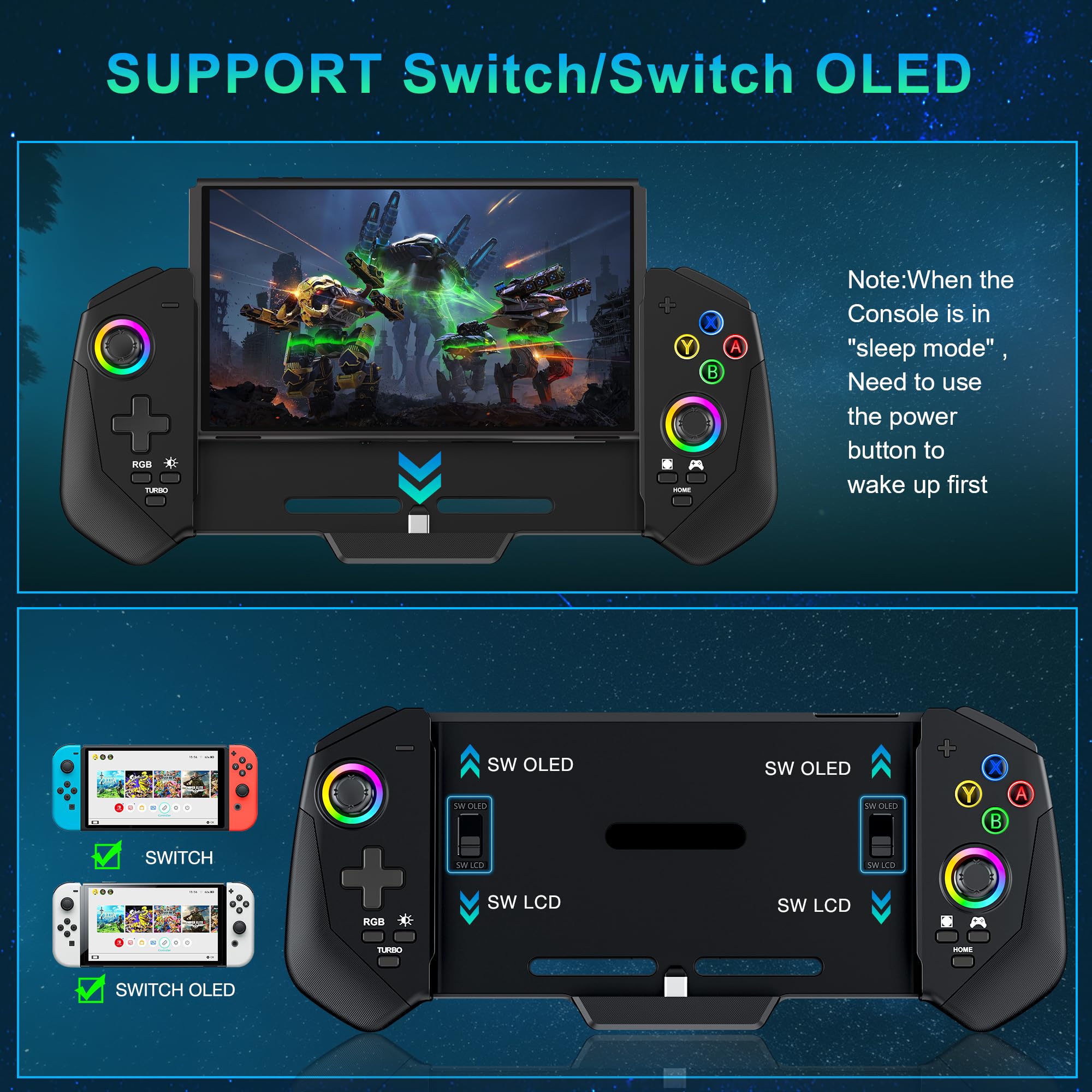 **MystNova Wireless Switch Pro Controller for Nintendo Switch/OLED - Hall Effect Joystick, No Drift, Full-Size Grip, Handheld Remote Mode (Black) - Perfect for Gaming, Travel & Multiplayer Fun**