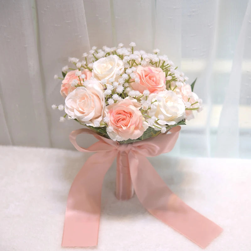Elegant Silk Peony Rose Wedding Bouquet for Bridesmaids, Bridal Party – Perfect for Weddings, Bridal Showers & Photo Props