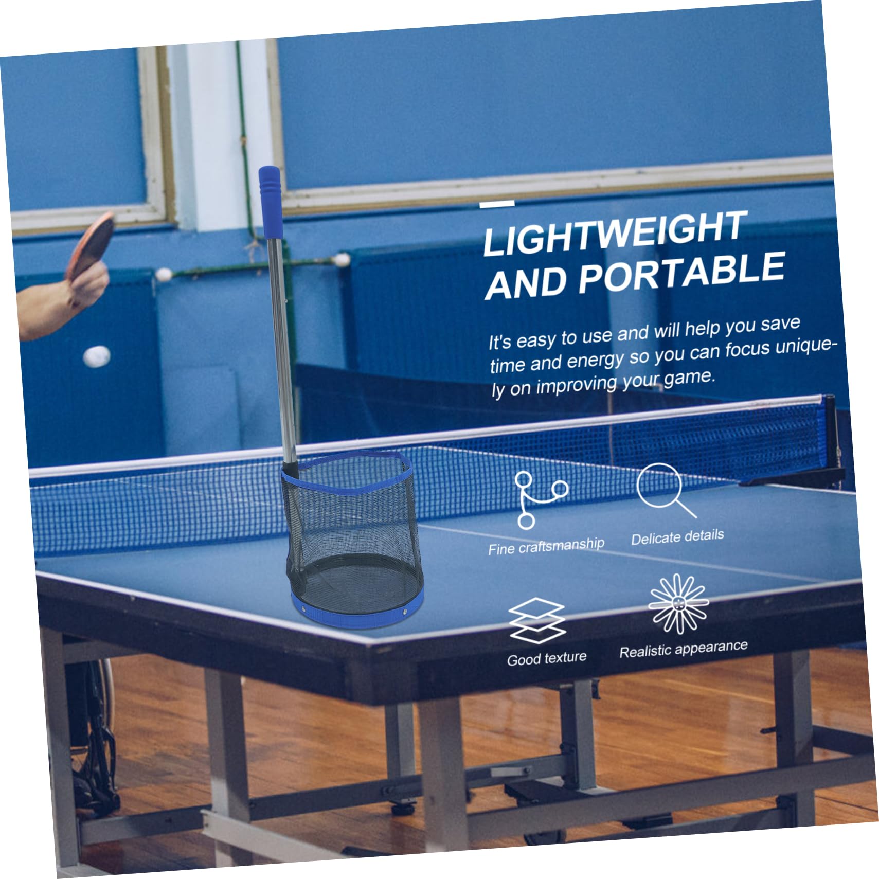 **Portable Table Tennis Ball Retriever & Picker Net Bag - Blue | Easy Ball Collection & Storage | Perfect for Training, Practice & Home Use**