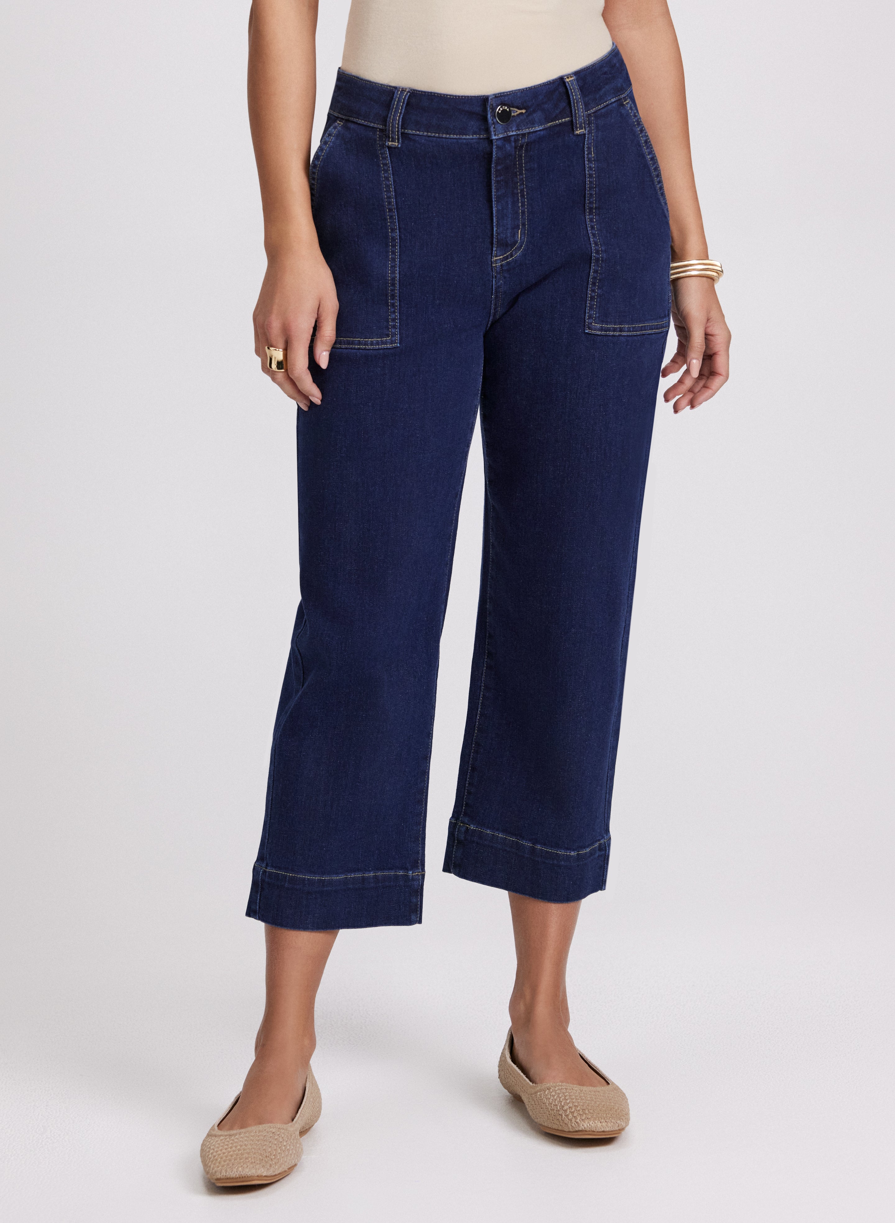 Stylish Cropped Wide Leg Jeans for Women - High Waist Distressed Denim Pants - Perfect for Casual Outfits & Summer Fashion