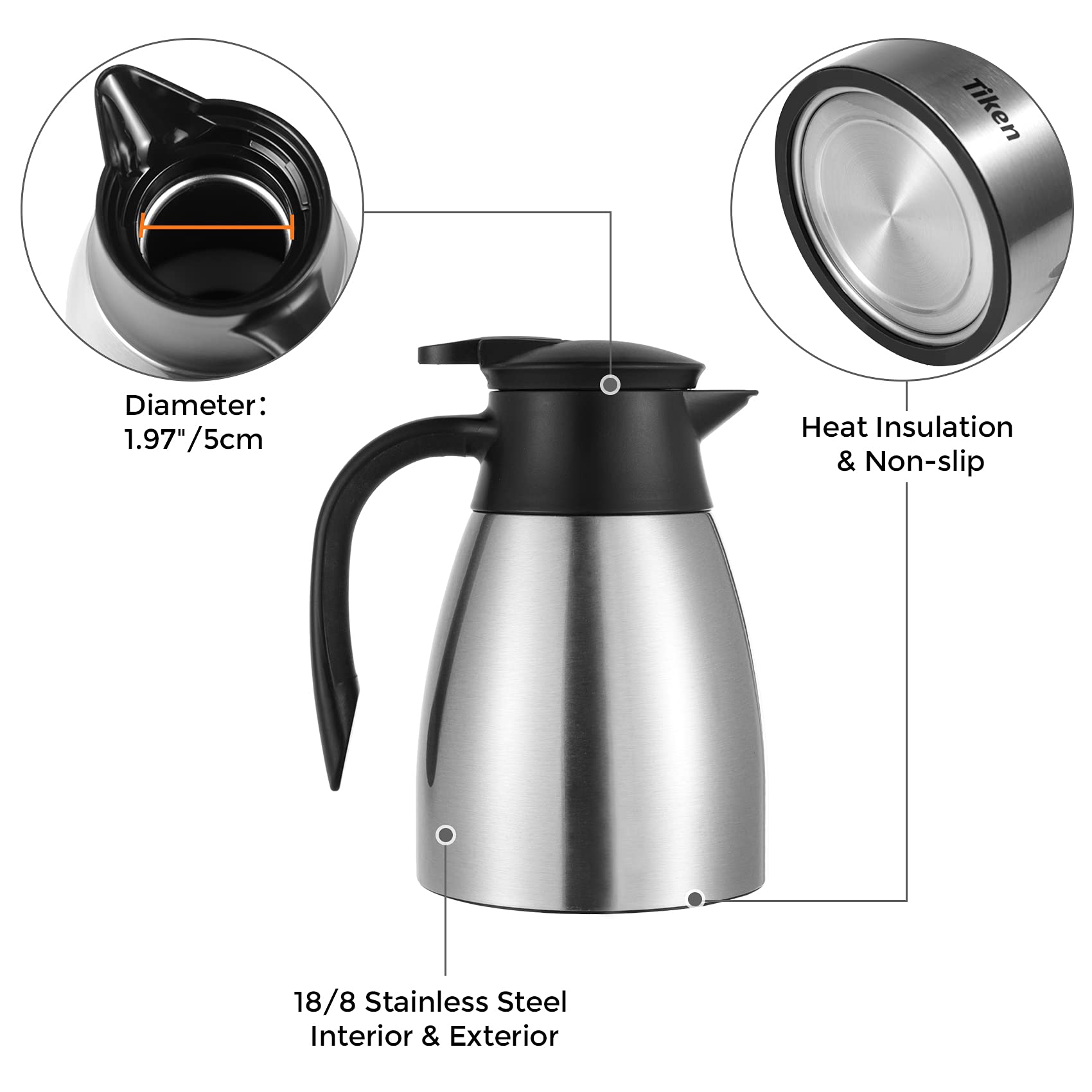 34 Oz Stainless Steel Thermal Coffee Carafe & 11 Oz Insulated Travel Mug with Lid - Vacuum Insulated Coffee Set for Home, Office & Camping