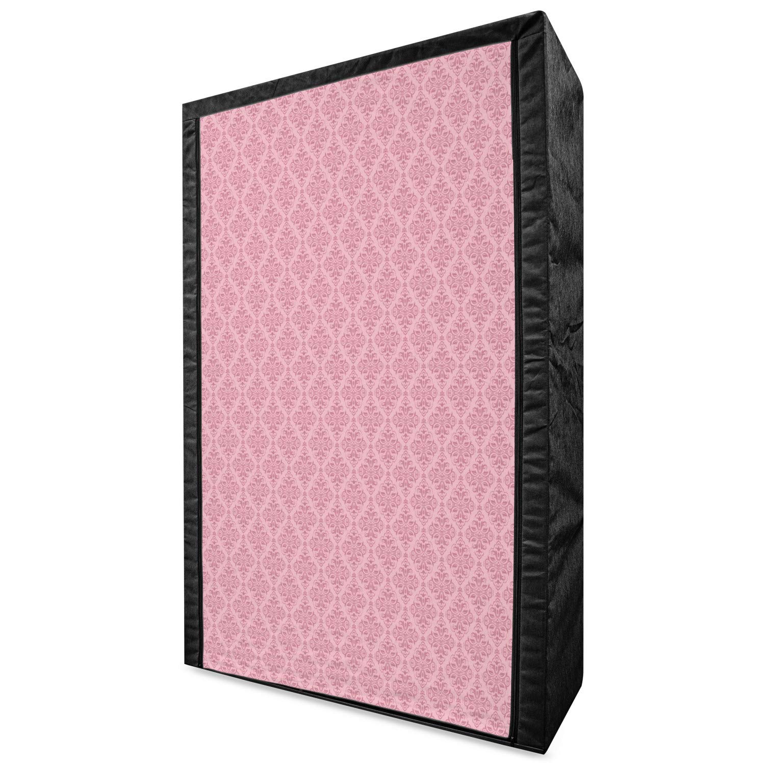Lunarable Pink Damask Fabric Wardrobe - Vintage Art Deco Clothing Organizer with Shelves, 42.5 Inch Portable Storage Closet in Dried Rose & Pale Pink | Perfect for Bedroom, Closet Organization & Small Space Storage