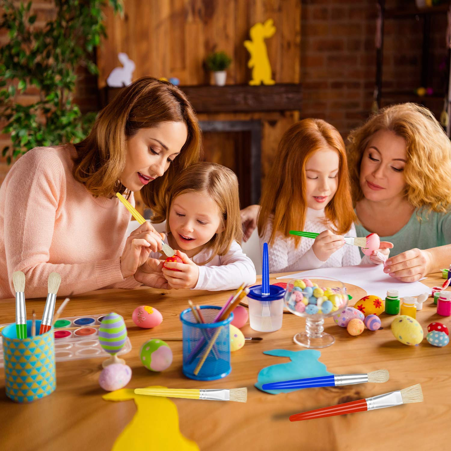 10-Piece Washable Kids Paint Brushes Set - Non-Shedding Round & Flat Bristles for Toddlers & Preschoolers - Easy Grip Handles for Acrylic & Washable Paints - Perfect for Art Class, DIY Projects & Home Painting Activities