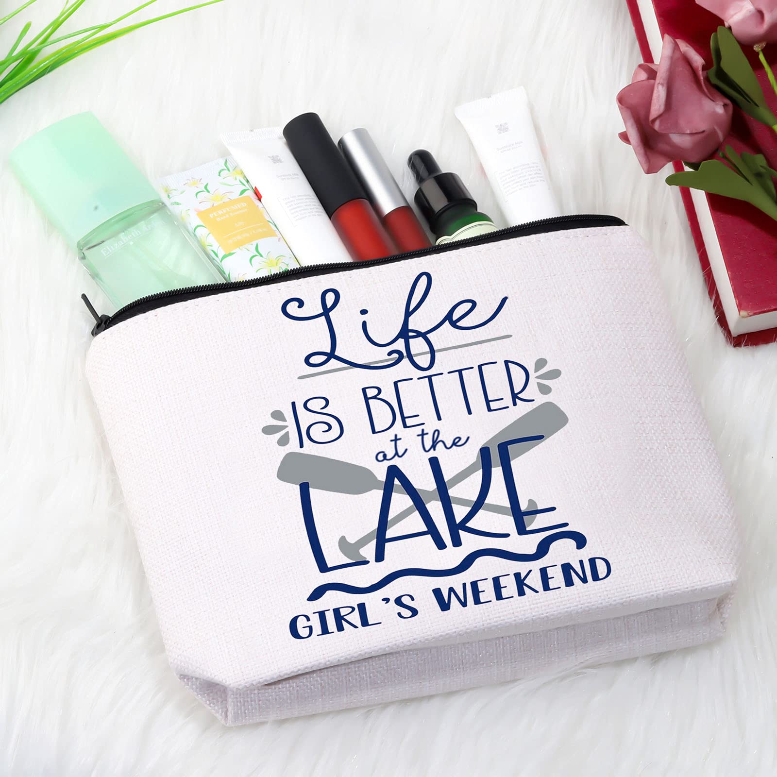 GJTIM Lake-Themed Makeup Bag - Perfect Weekend Getaway & Bachelorette Party Gift (Life Is Better At The Lake) - Ideal for Travel, Cosmetics Storage & Girls' Trips