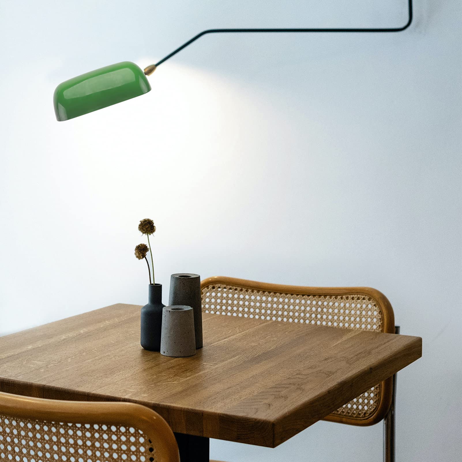 Vintage Green Glass Bankers Table Lamp Shade - Retro Square Replacement Lampshade for Desk & Study - Perfect for Bedroom, Office, and Reading Nook Lighting