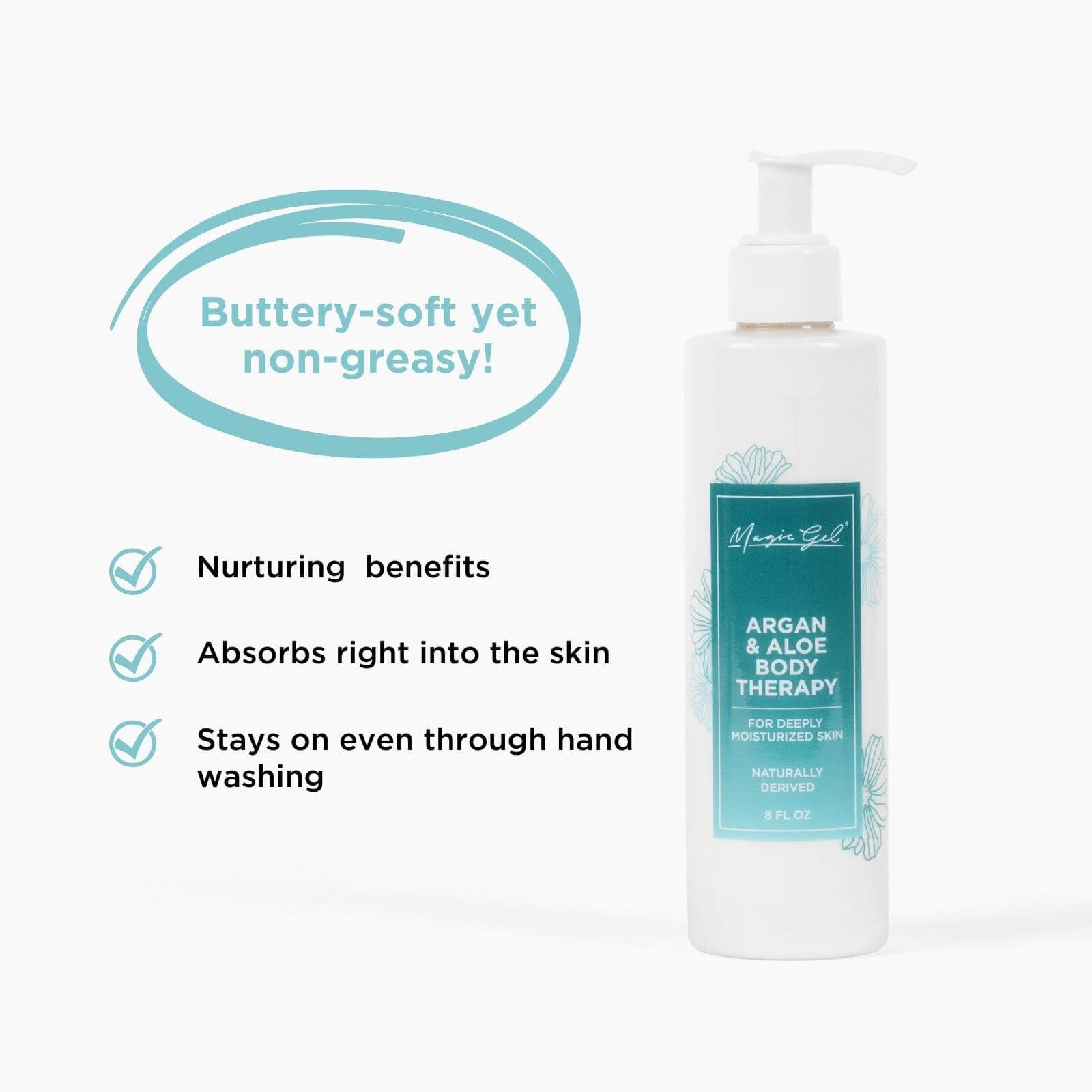 Magic Gel Argan & Aloe Body Therapy - Hydrating & Moisturizing Body Lotion Cream (8oz) for Dry Skin Care, After Shave, Post Workout & Daily Use