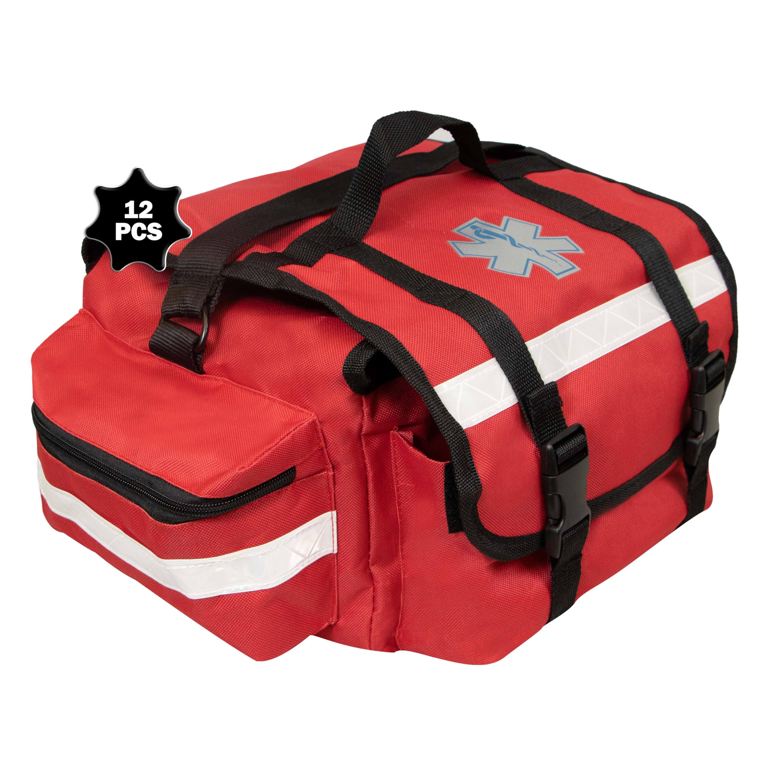 Primacare CSKB-RO74-R Case of 12 First Responder Trauma Bags, 17x9x7 Inch Emergency Medical Kit with Multiple Compartments - Ideal for EMTs, Paramedics & First Aid Responders in Hospitals, Ambulances & Disaster Relief Scenarios