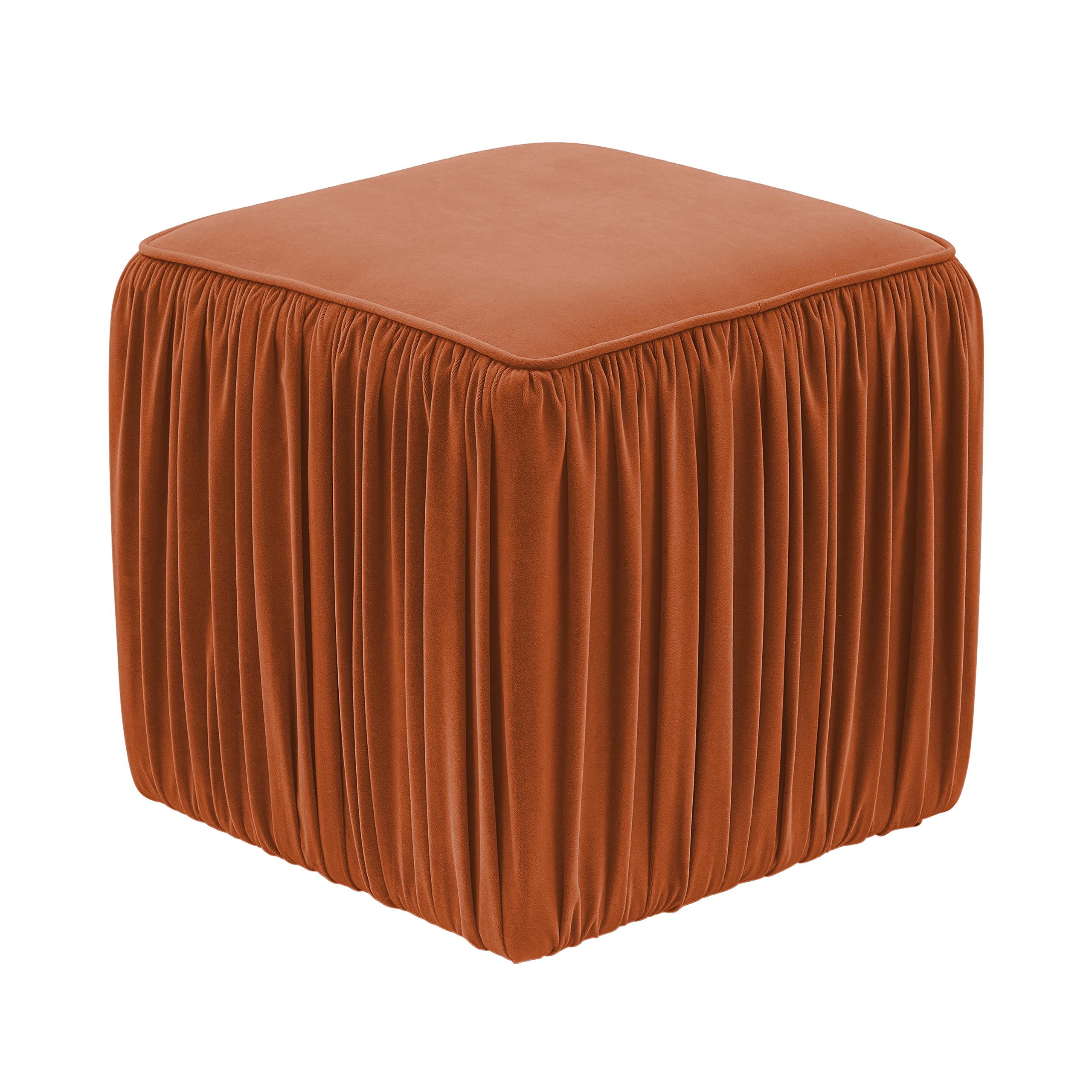 Tov Furniture Morgan Cognac Pleated Ottoman - Stylish Footrest & Storage Bench for Living Room, Bedroom & Home Decor (Cognac Brown) - Perfect for Small Spaces & Extra Seating