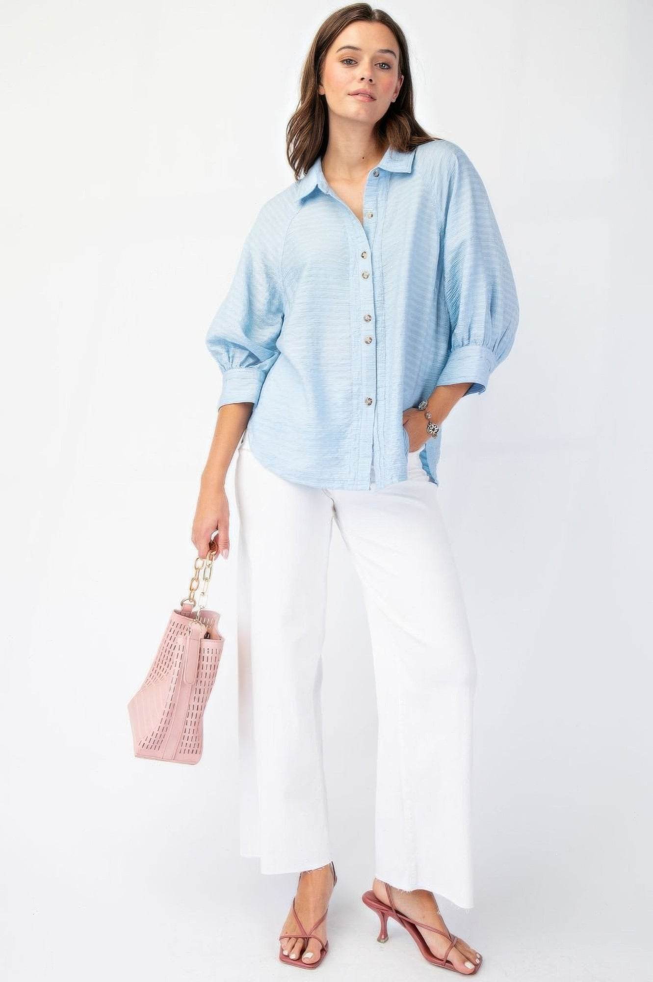 Textured Woven Button Down Shirt for Men & Women - Casual & Office Wear - Perfect for Business, Dates & Everyday Outfits