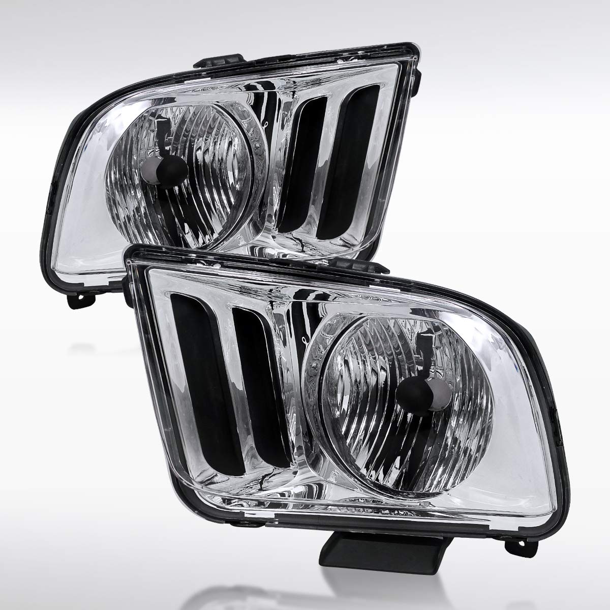 AUTOZENSATION Chrome Housing Clear Lens Headlights Compatible with 2005-2009 Ford Mustang - Left & Right Pair Headlamp Replacement for Improved Night Driving Visibility
