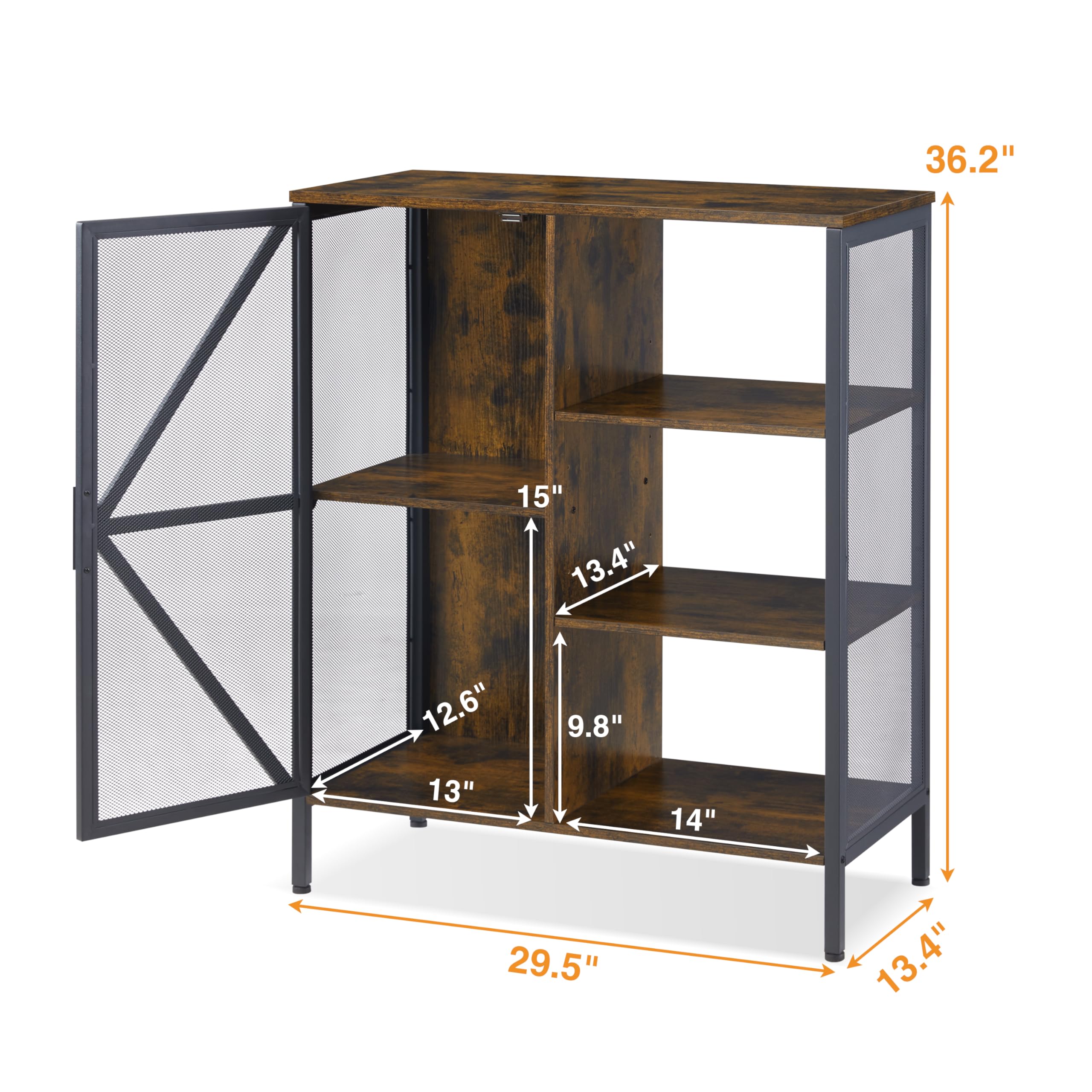 Rustic Brown Farmhouse Bar Cabinet - Small Liquor Storage with Shelves & Doors for Kitchen, Dining Room, Living Room | Perfect for Home Decor, Wine Display & Coffee Station Organization