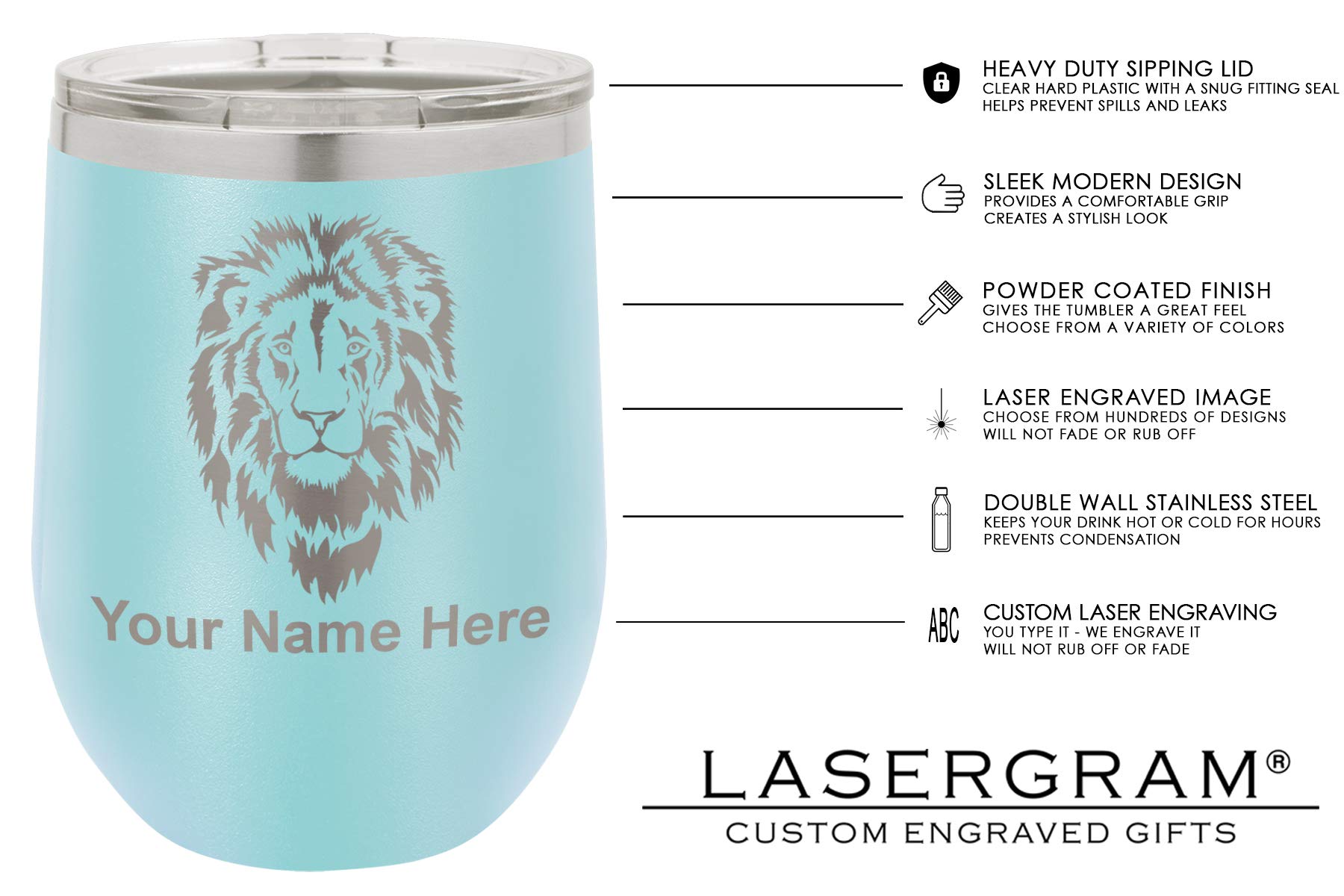 LaserGram Double Wall Insulated Stainless Steel Wine Tumbler - Personalized Zodiac Libra Engraved Glass Cup with Lid, 20oz (Light Blue) | Perfect for Gifts, Wine Lovers & Home Bar Use