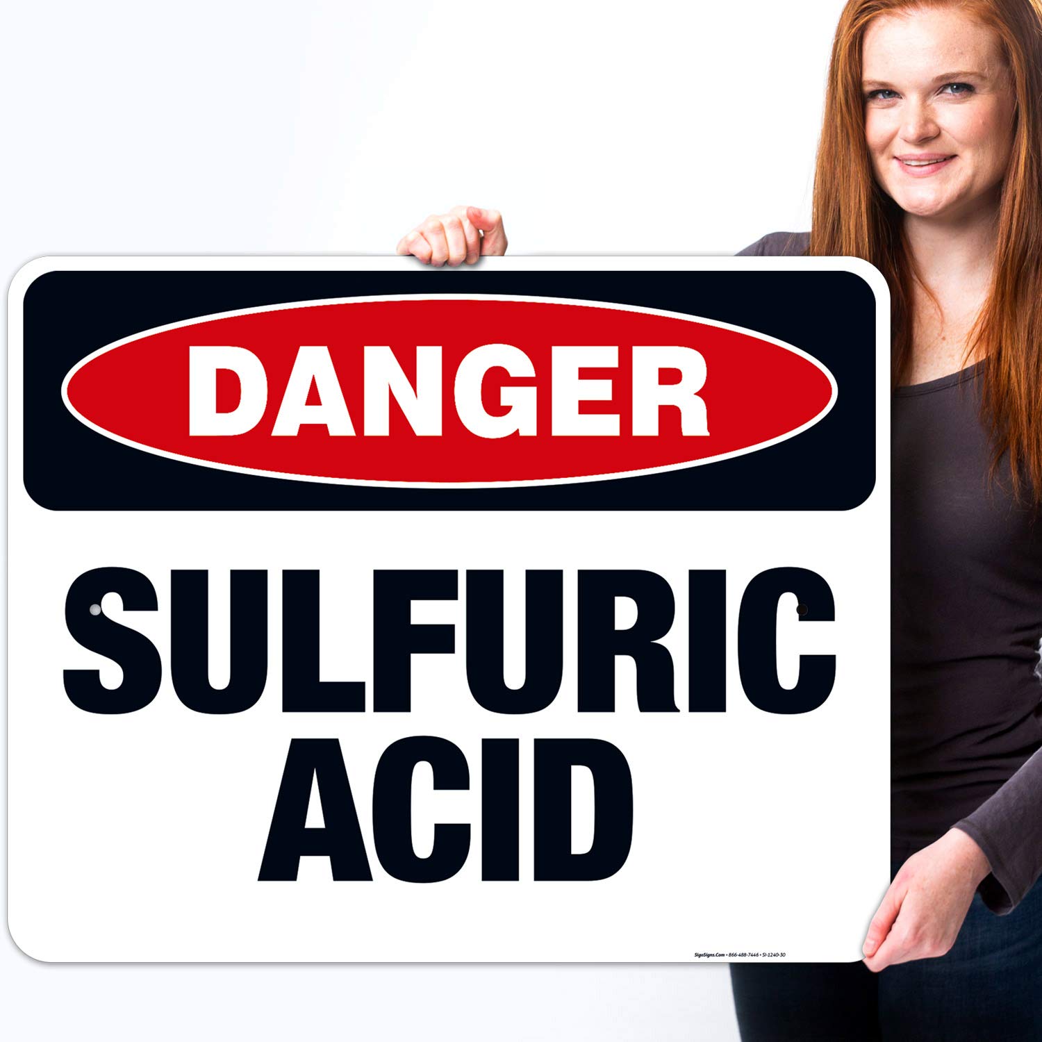 Danger Sulfuric Acid Sign - OSHA Compliant 24x30 Inches Rust-Free Aluminum Safety Sign | Fade Resistant for Indoor & Outdoor Use | Made in USA | Ideal for Chemical Storage Areas, Laboratories & Industrial Facilities