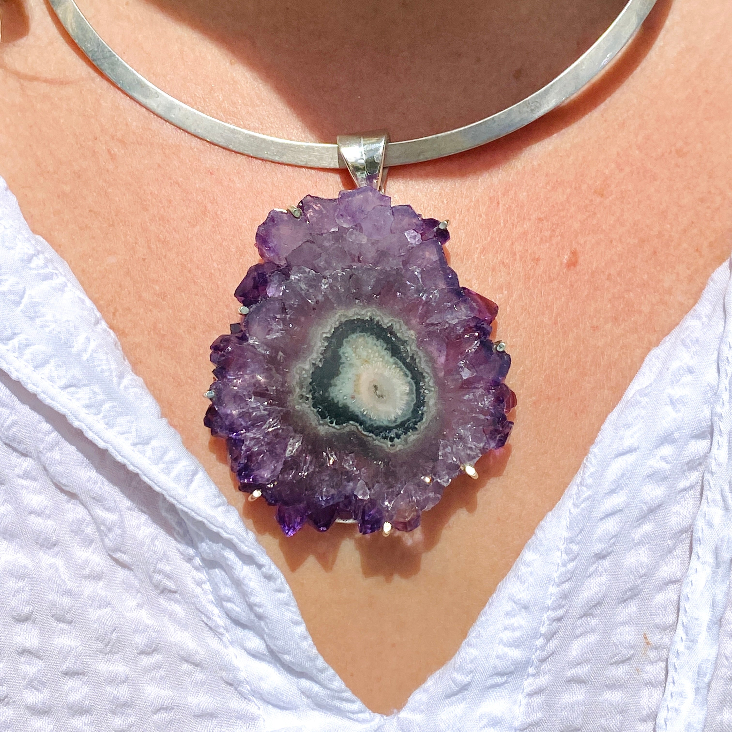 Natural Amethyst Stalactite Pendant Necklace - 68mm Healing Crystal Jewelry (GPJ10) for Meditation, Energy Cleansing & Spiritual Gifts
