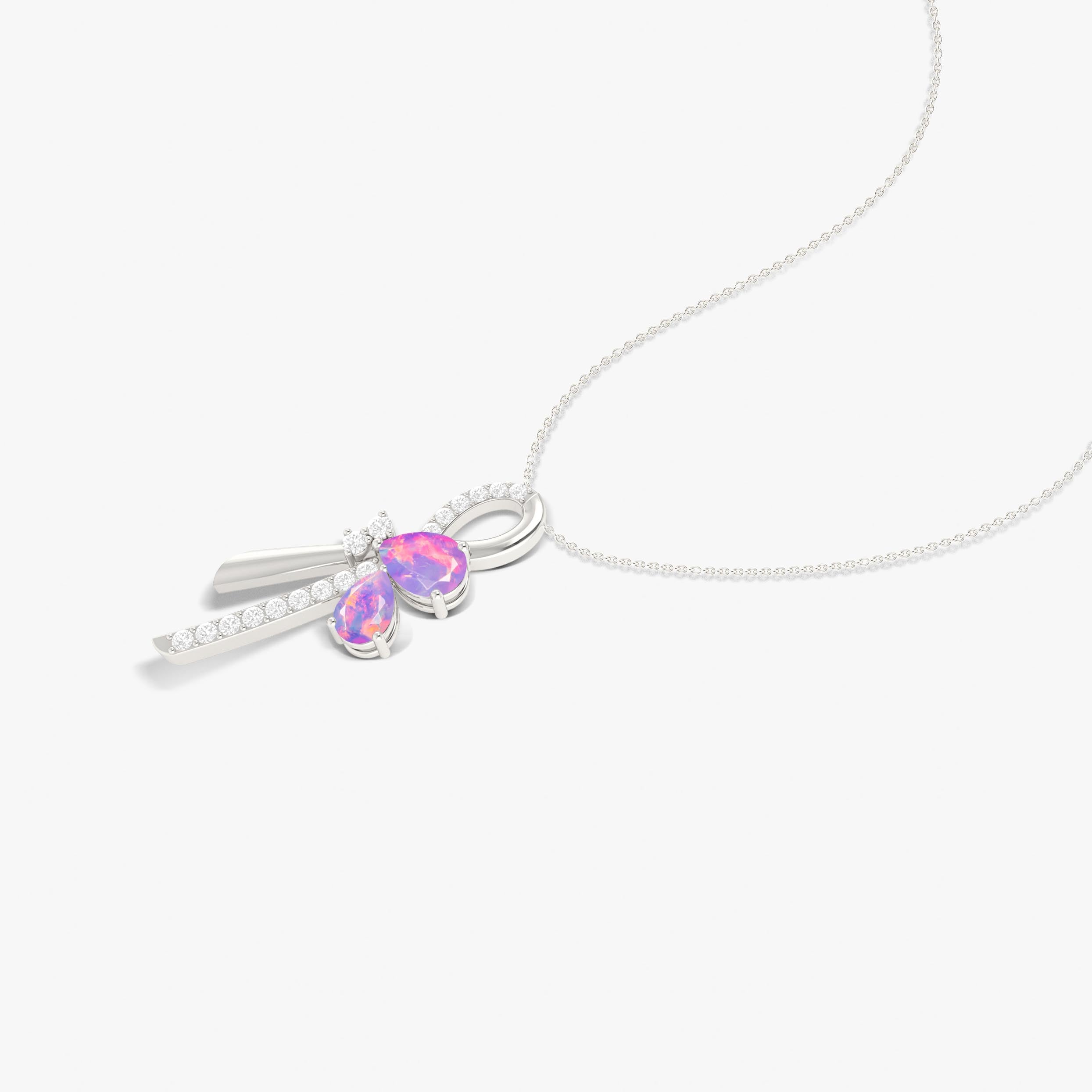 Natural Lavender Opal Knot Charm Pendant Necklace for Women - Elegant Bohemian Jewelry Gift for Birthday, Anniversary & Special Occasions