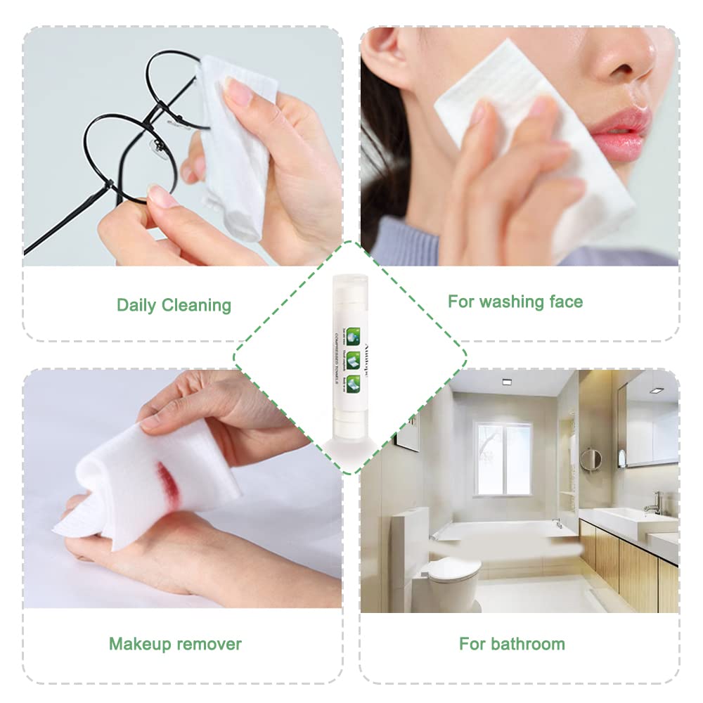 50 Pack Reusable Compressed Cleaning Wipes for Travel - Includes 5 Portable Carrying Cases | Eco-Friendly Face Towels & Coin Tissues | Perfect for Camping, Gym, Office & On-the-Go Cleaning