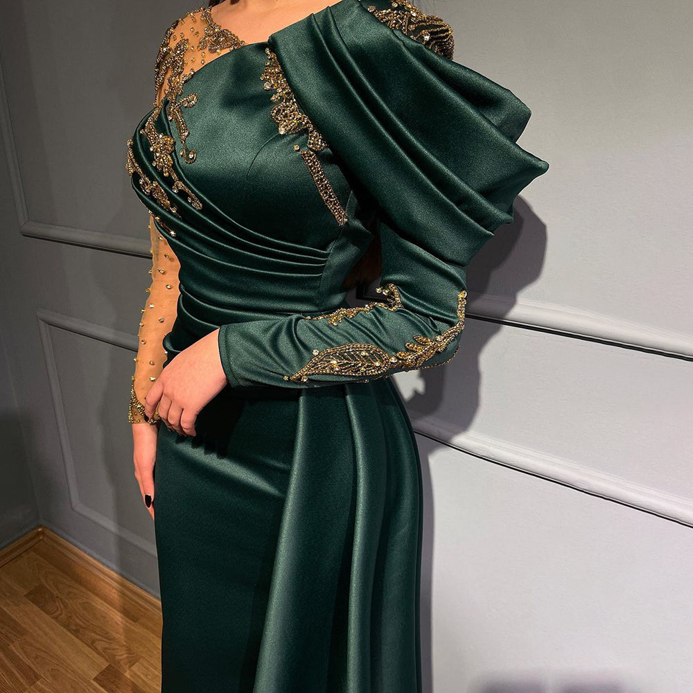 Elegant Green Mermaid Beaded Evening Dress for Women 2025 - Serene Hill Luxe Party Gown LA71578 | Perfect for Prom, Wedding, and Formal Events
