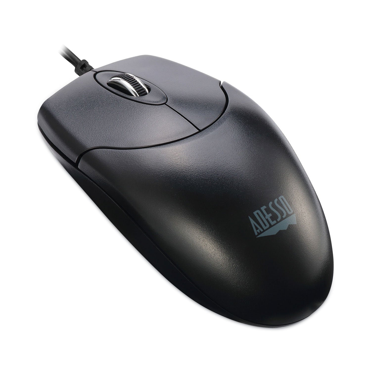 Adesso Ergonomic 3-Button USB Optical Mouse with Scroll Wheel - Ambidextrous Design for Left/Right Hand Use - Compatible with Windows & Mac - Perfect for Office, Home & Gaming (Black)