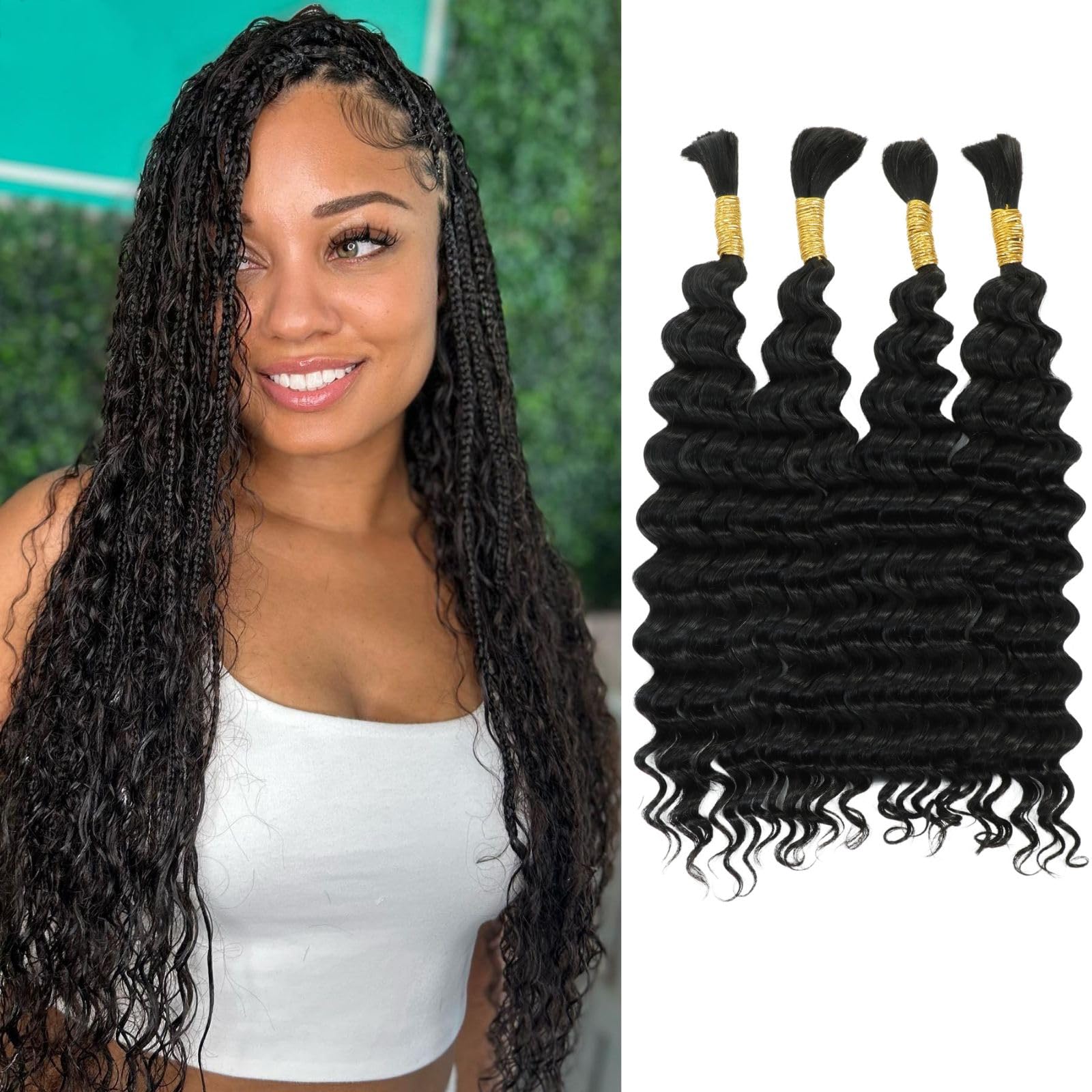 15A Soft Thick Virgin Human Hair Extensions for Boho Braids & Micro Braids - 18 Inch 200g (4x50g) No Weft Bulk Braiding Hair - Natural Black | Perfect for Protective Styles & Festival Hairstyles
