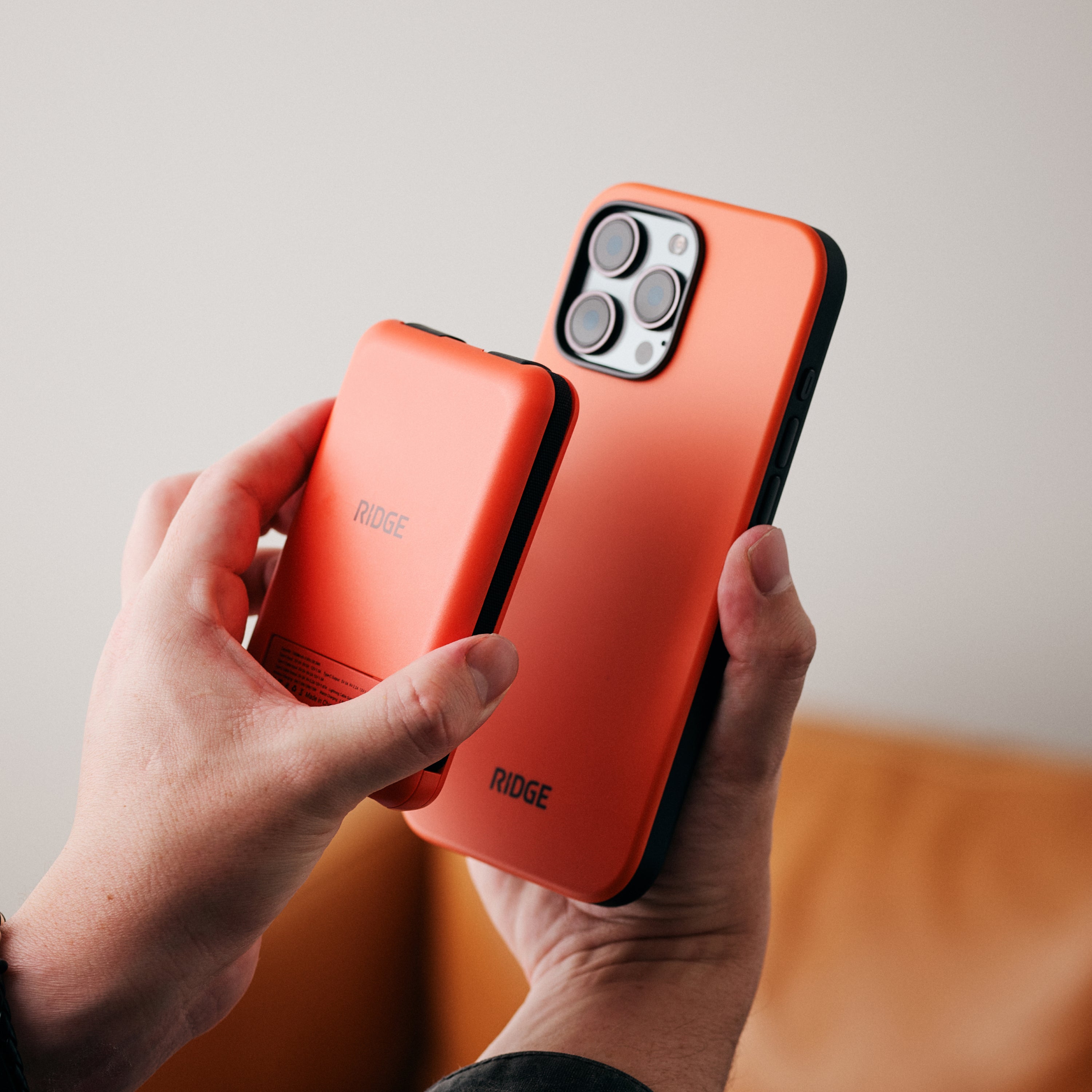 Basecamp Orange Magnetic Power Bank - 10000mAh Portable Wireless Charger for iPhone, Android - Perfect for Travel, Camping, and Outdoor Adventures