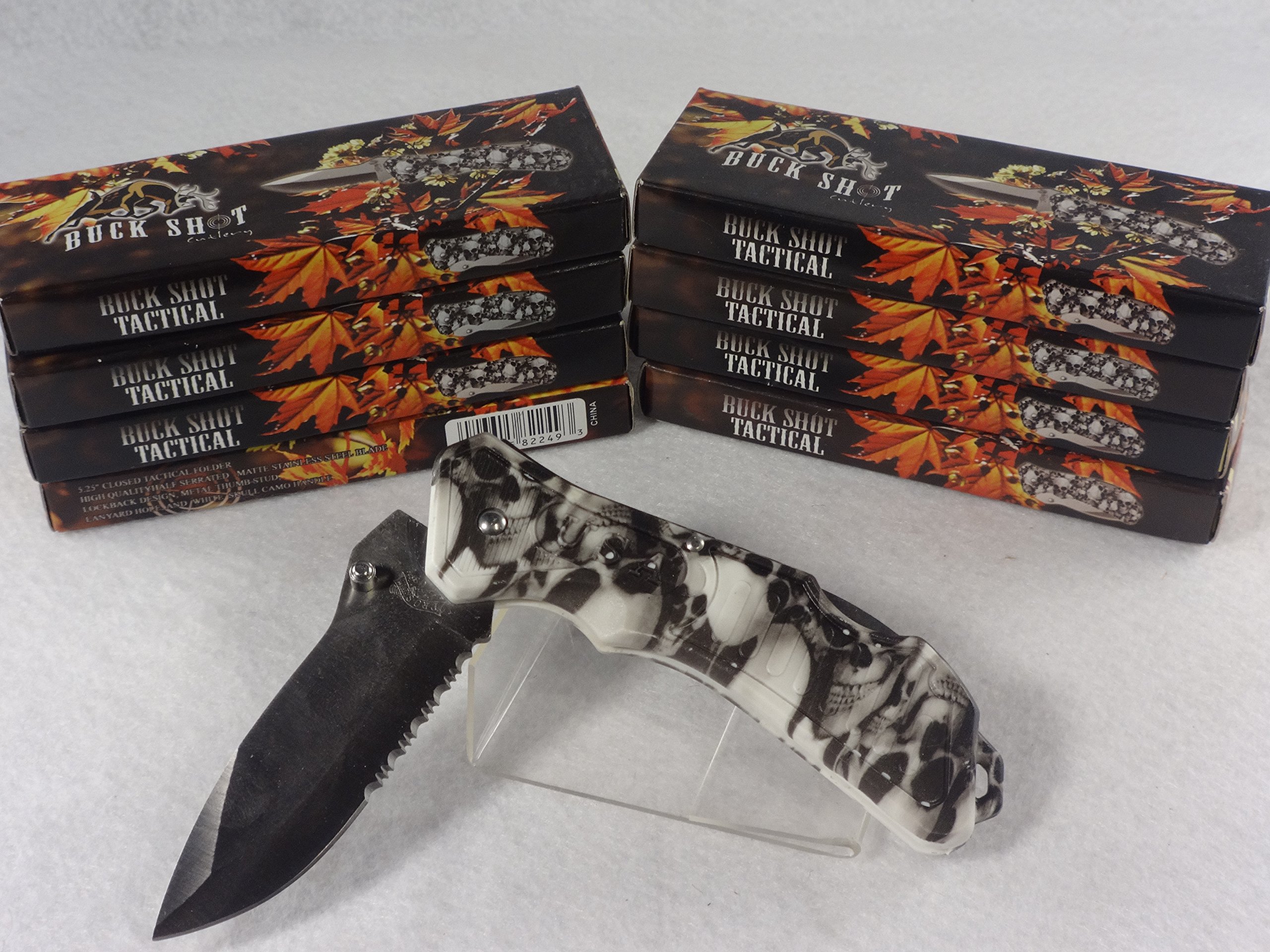 Buck Shot Camo Hunting Knife - Tactical Survival Knife with Camouflage Handle for Outdoor Camping, Hunting & Bushcraft
