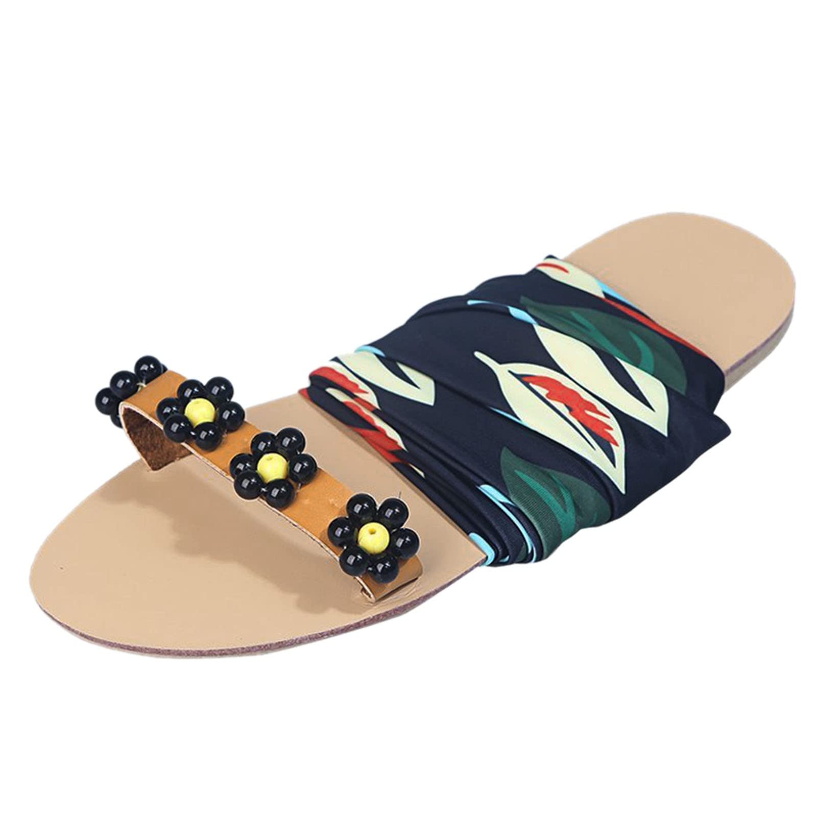 Bohemian Women's Sandals 2022 - Open Toe Flat Sandals with Flower Straps for Spring & Summer - Breathable Comfort for Beach, Vacation & Casual Wear