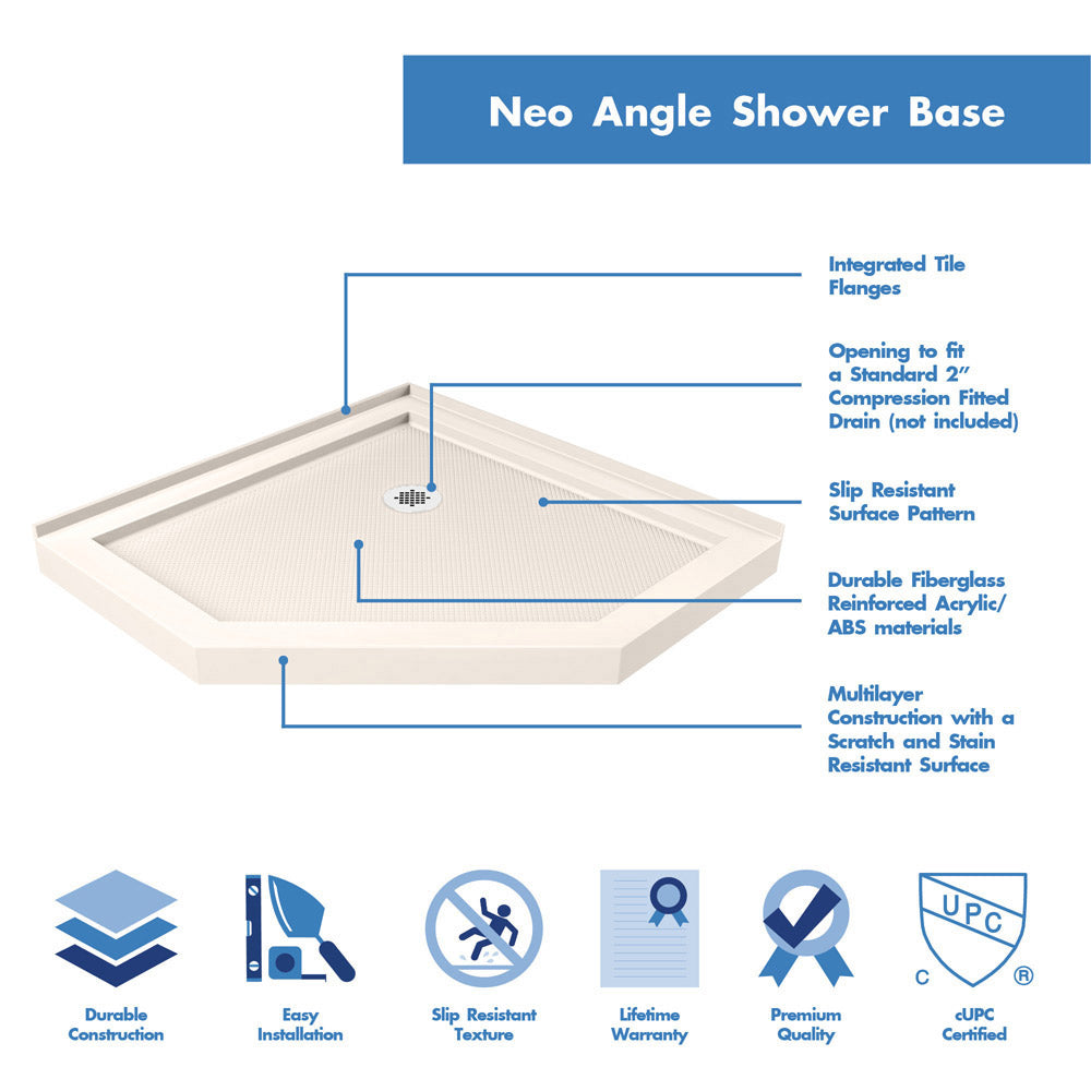 DreamLine Prism 36x36x74.75 Inch Frameless Pivot Shower Enclosure with SlimLine Base Kit - Modern Bathroom Upgrade for Small Spaces, Easy Installation for Home Renovation
