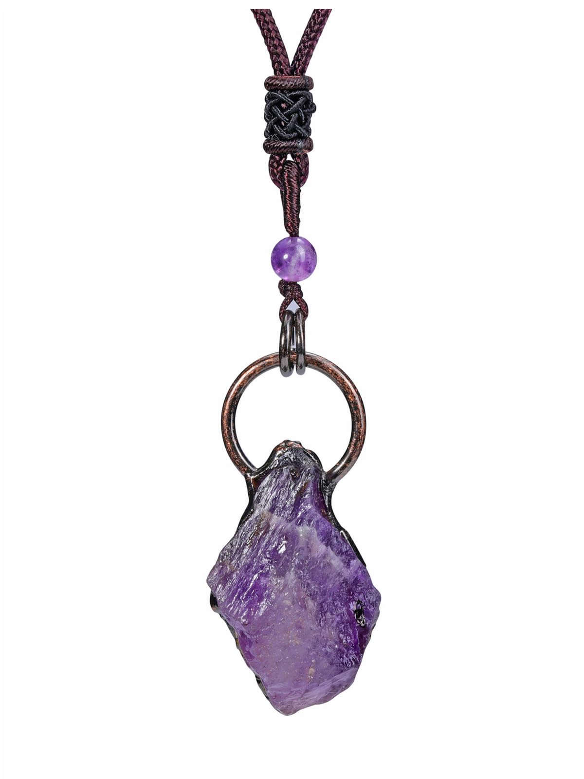 Natural Raw Amethyst Healing Crystal Necklace for Women & Men - Irregular Retro Amethyst Pendant Jewelry - Spiritual Healing, Chakra Balancing & Meditation Accessory - Perfect Gift for Yoga Lovers & Crystal Enthusiasts