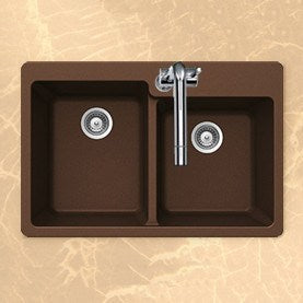 Houzer M-175 Quartztone Series Granite Topmount 60/40 Double Bowl Kitchen Sink - Durable & Stylish for Modern Kitchens, Perfect for Cooking & Cleaning