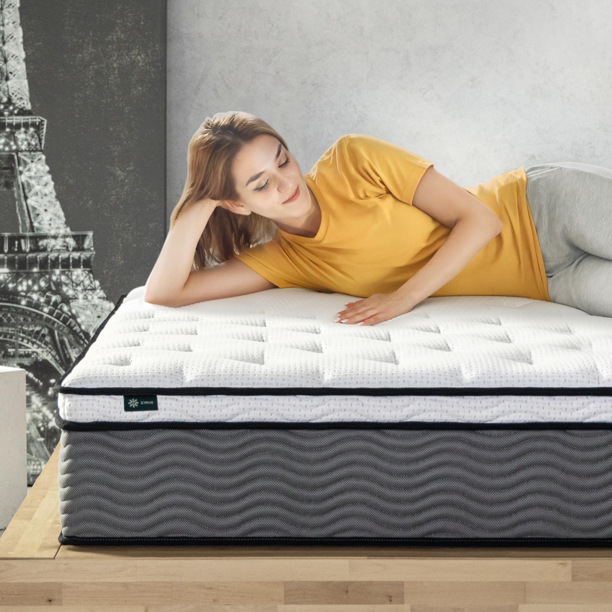 ZINUS 12 Inch True Support Hybrid Mattress - King Size Fiberglass Free Medium Firm Bed with Motion Isolation | CertiPUR-US Certified Foams & Fabric | Boxed Mattress for Master Bedroom & Guest Room