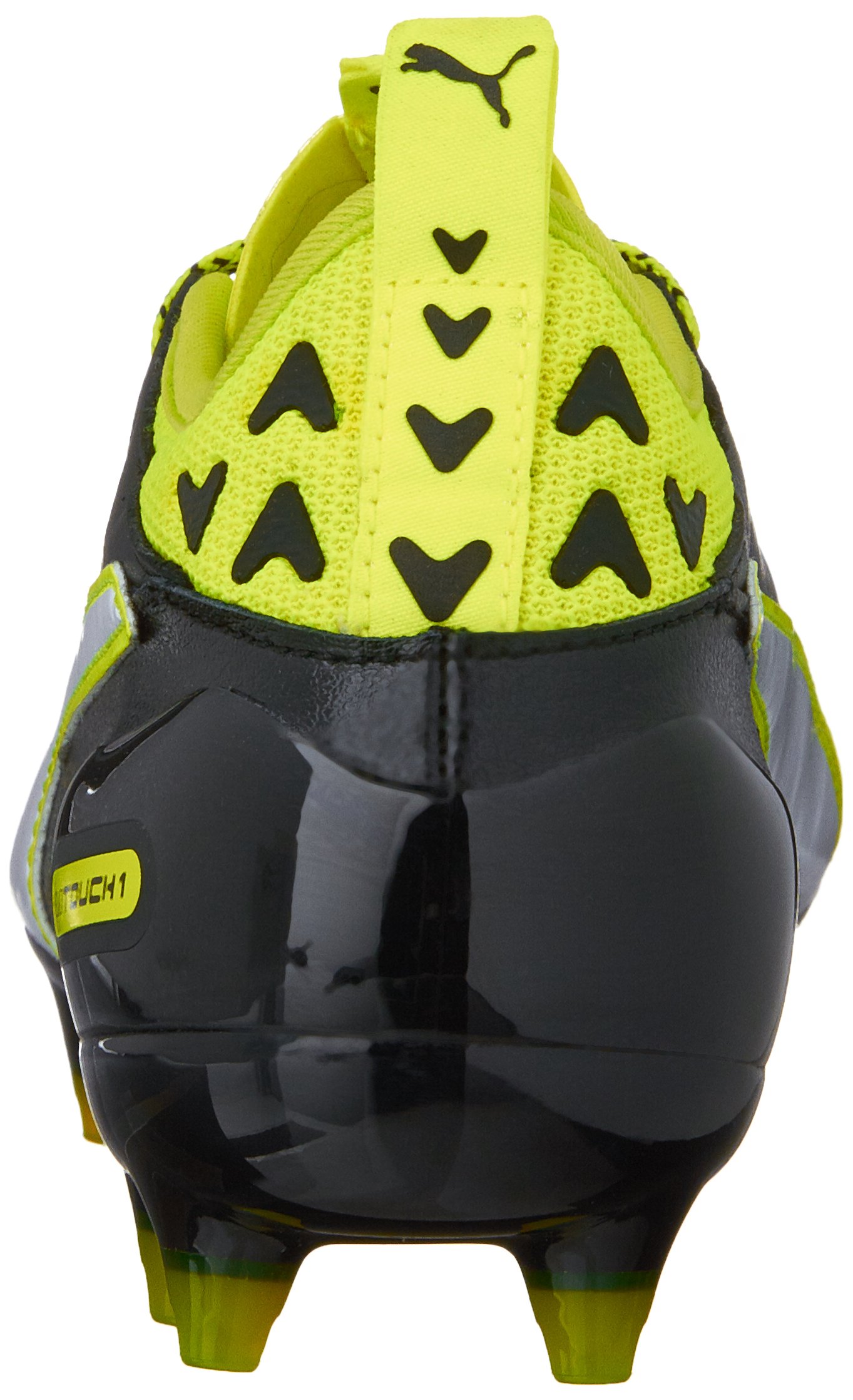 PUMA Kids Evotouch 1 FG Jr Soccer Cleats for Boys - Black/White/Safety Yellow - Size 6 Big Kid - Perfect for Youth Soccer Matches and Training Sessions